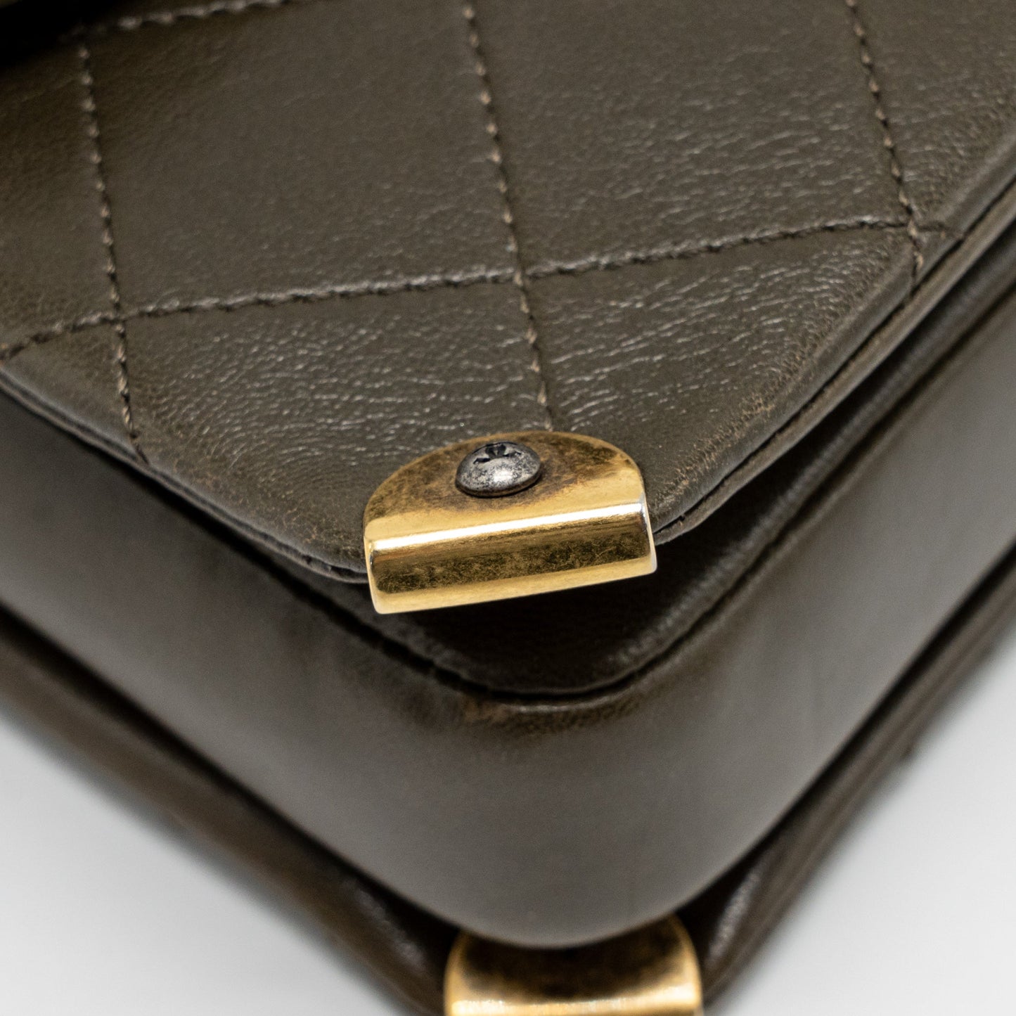 Chanel Quilted Messenger Flap Bag Lambskin Olive Green Multicolour Hardware