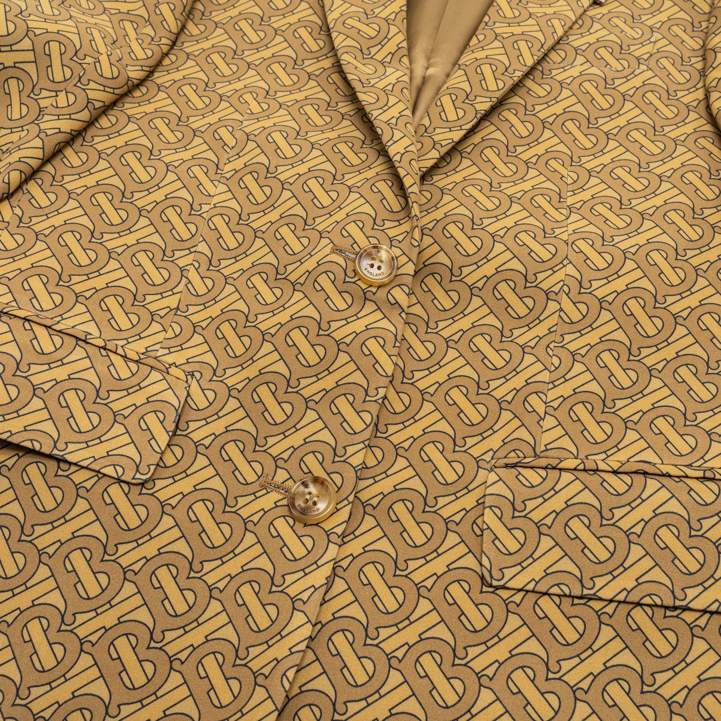 Burberry Size IT36 Monogram Print Slim-Fit Blazer Silk Tawny