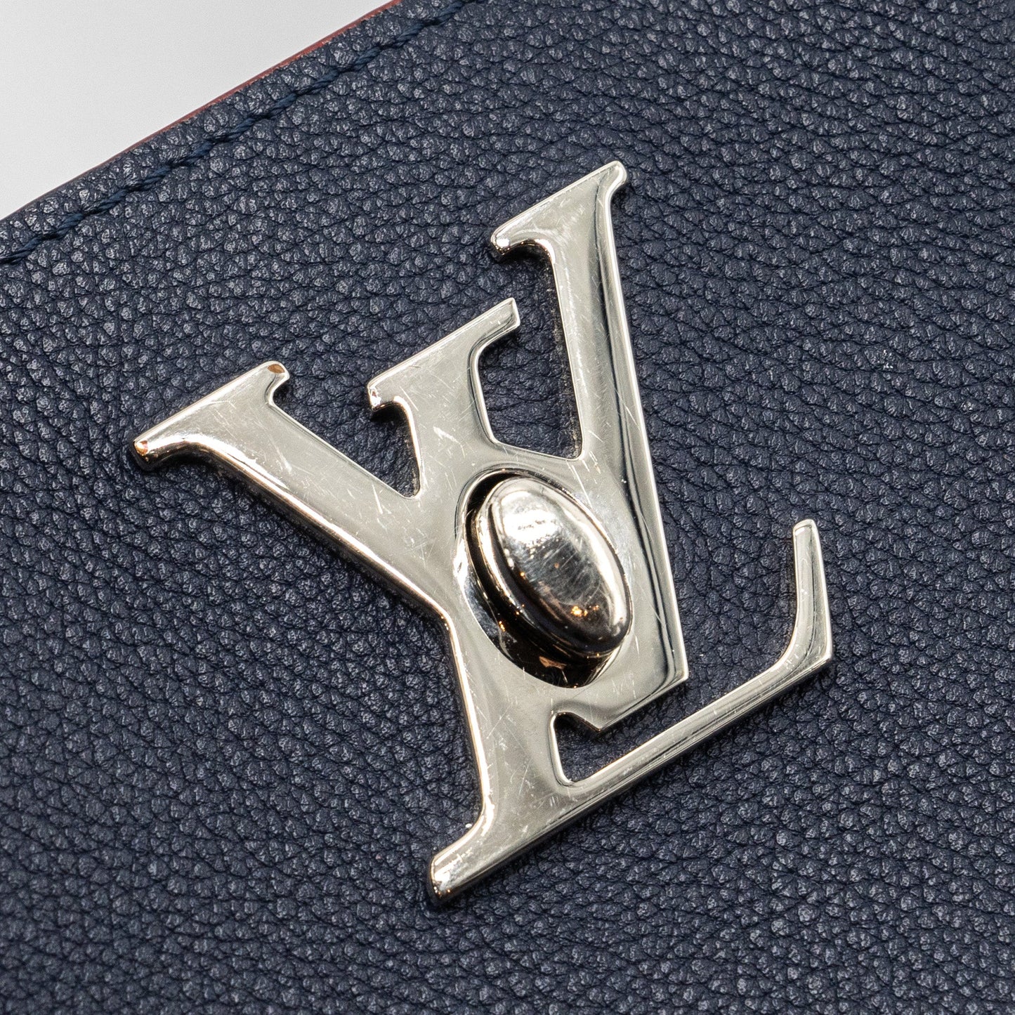 Louis Vuitton Lock Me Tote Bag Calfskin Navy SHW