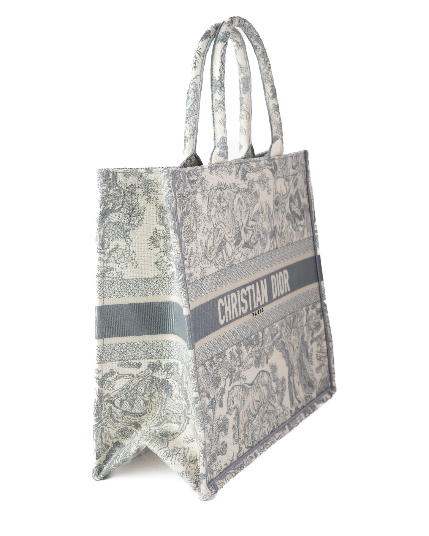 Dior Book Tote in Gray Toile de Jouy Embroidery