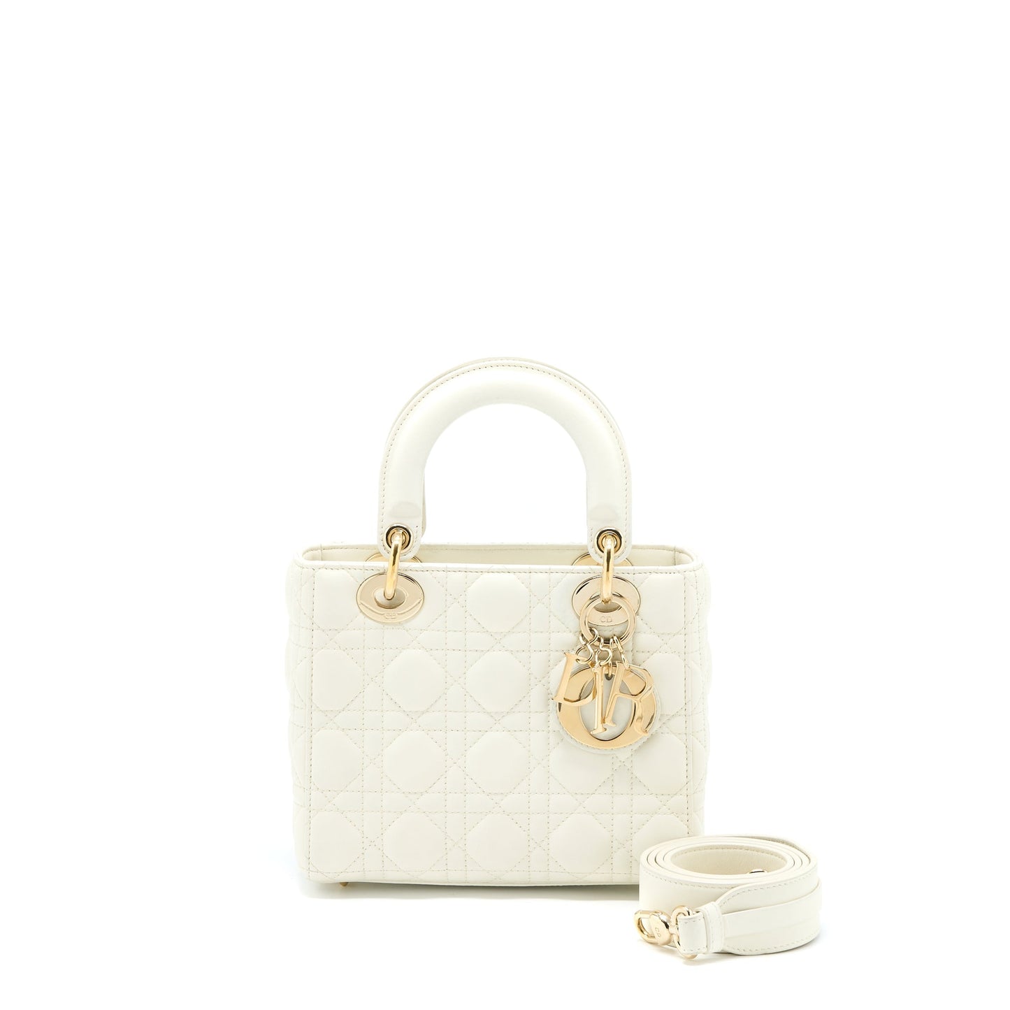 Luxury Dior Small Lady Luxury Dior Lambskin White LGHW
