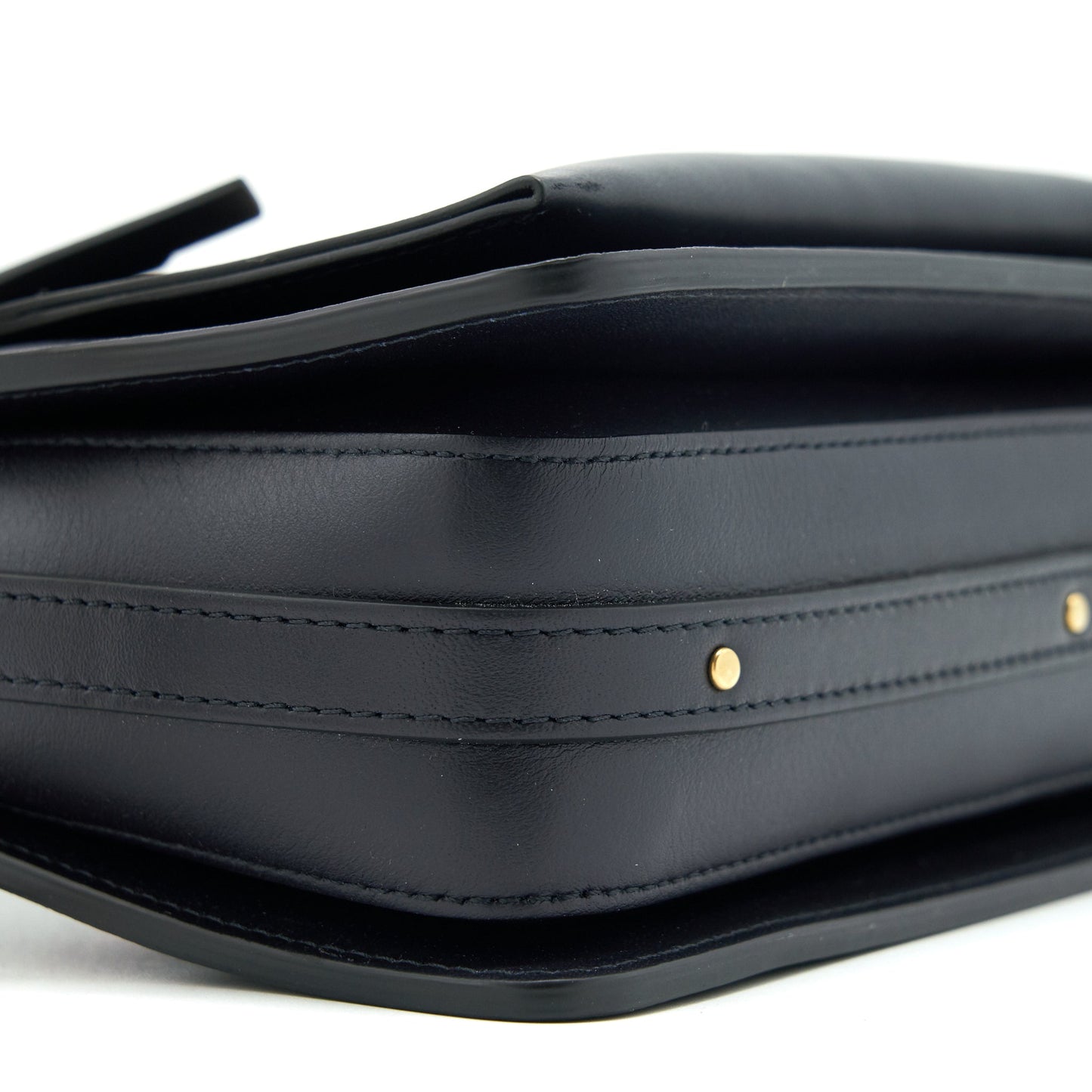 Chloe Logo Print Shoulder Bag Navy GHW