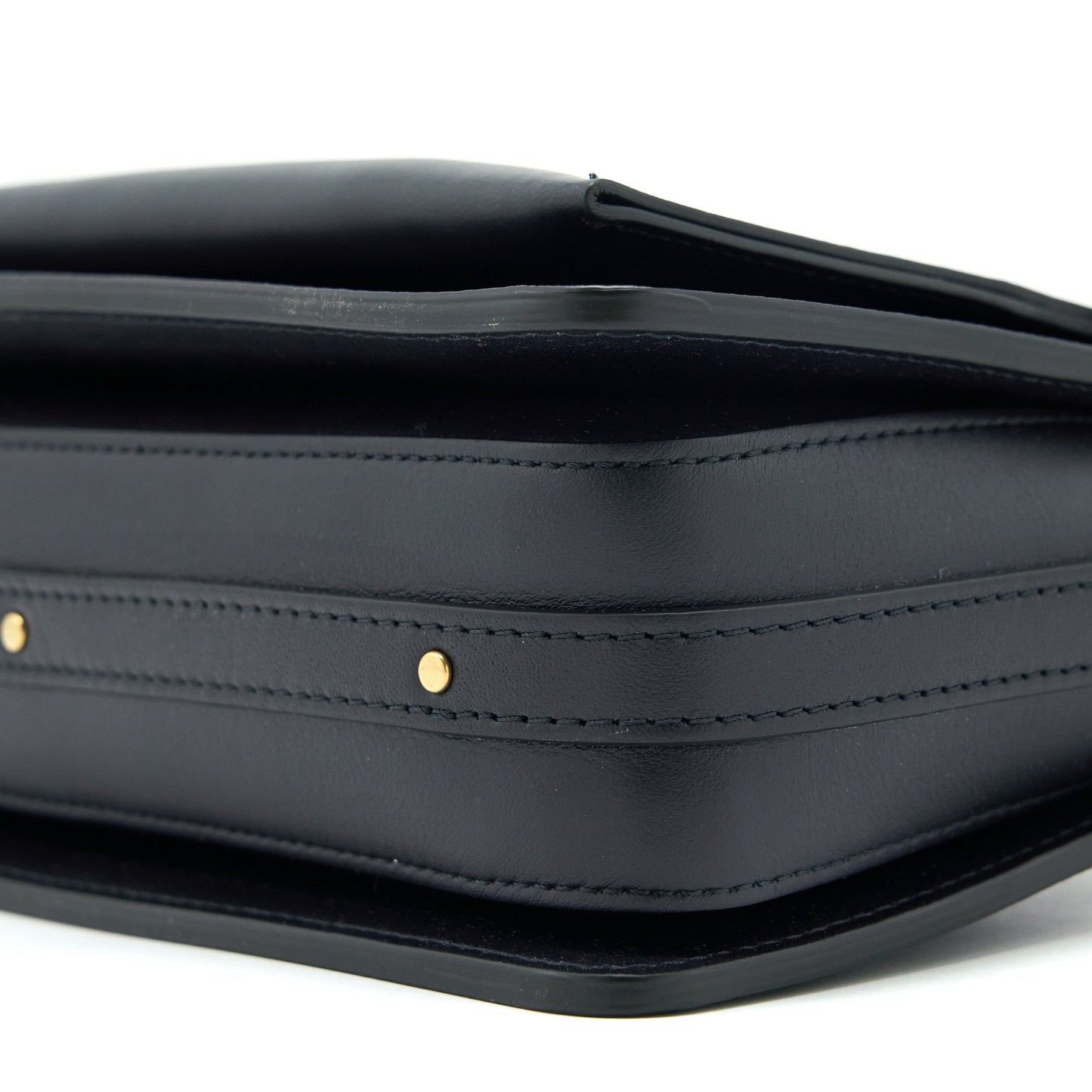 Chloe Logo Print Shoulder Bag Navy GHW