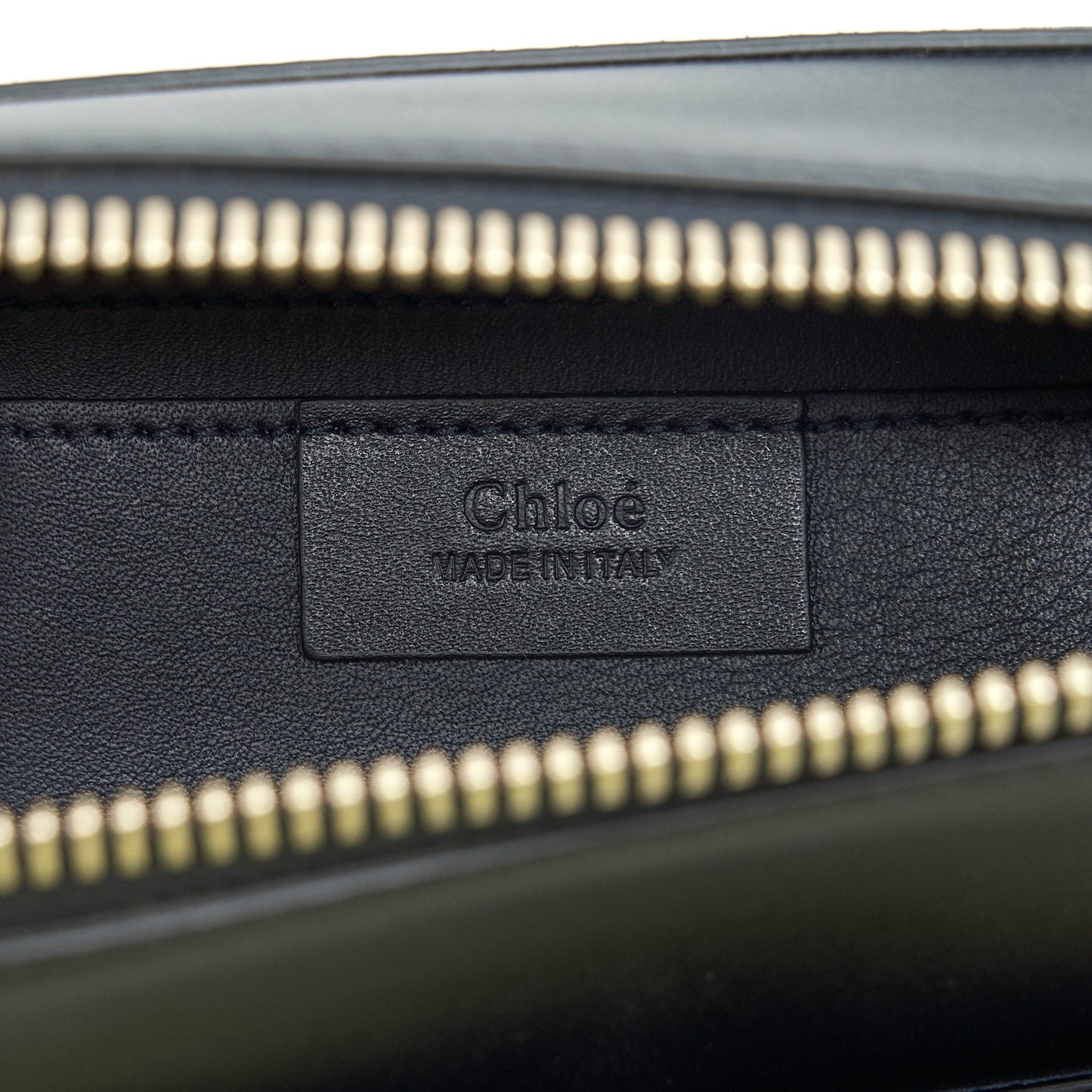 Chloe Logo Print Shoulder Bag Navy GHW