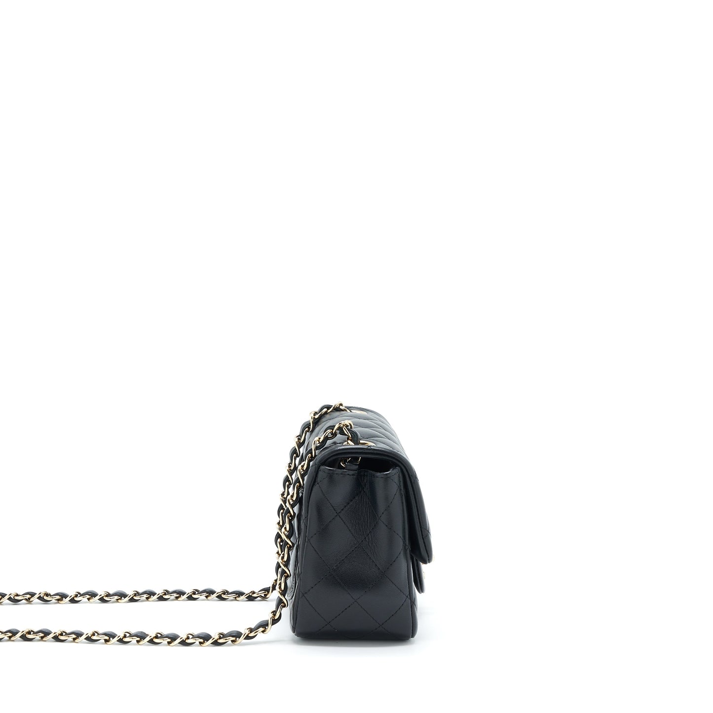 Chanel Mini Square Flap Bag Lambskin Black LGHW