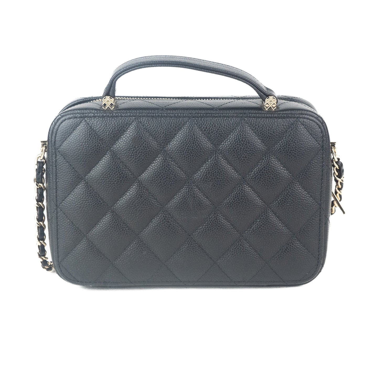 Chanel Calfskin Quilted CC Vanity Case in Black