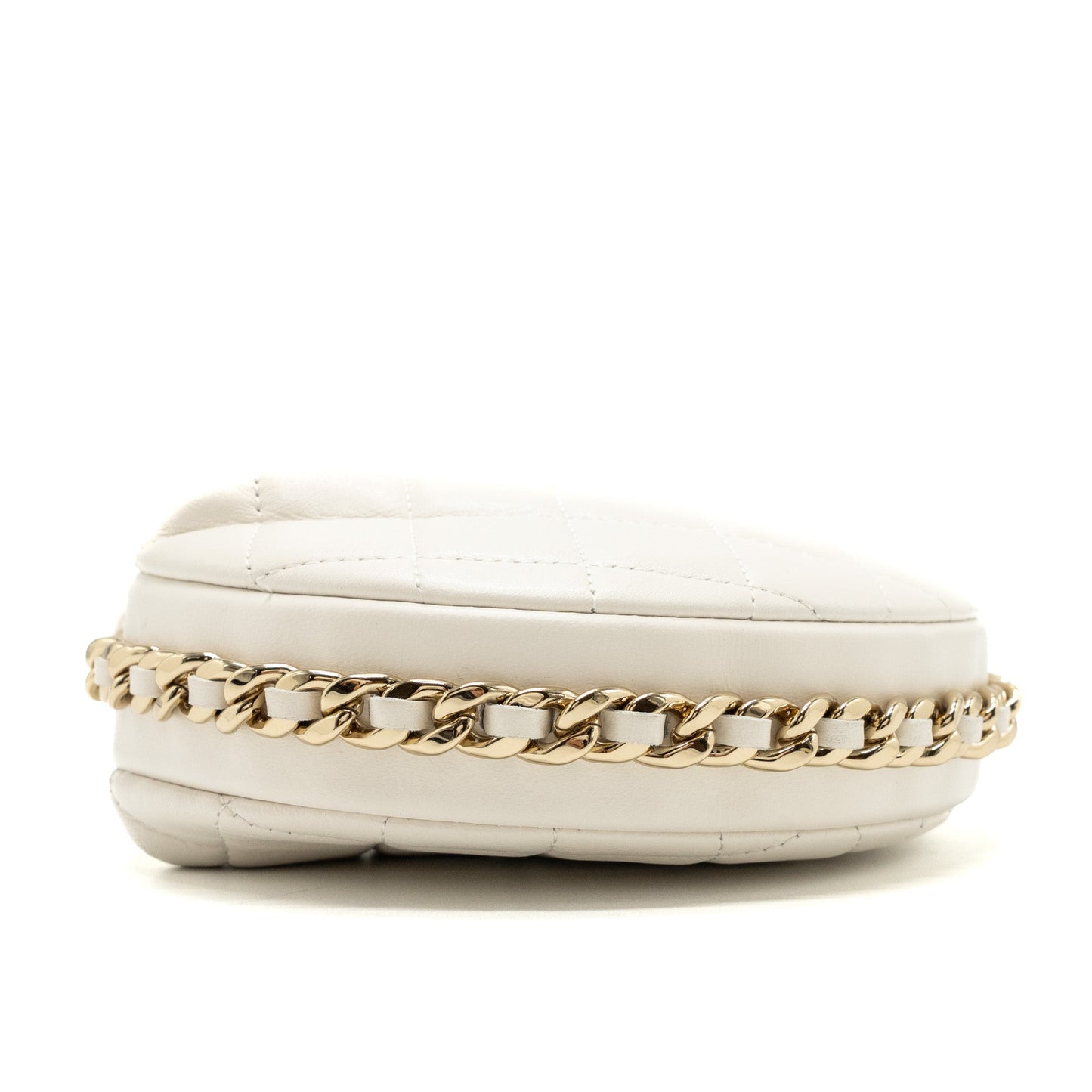 Chanel 23C Round Clutch Lambskin White LGHW (microchip)