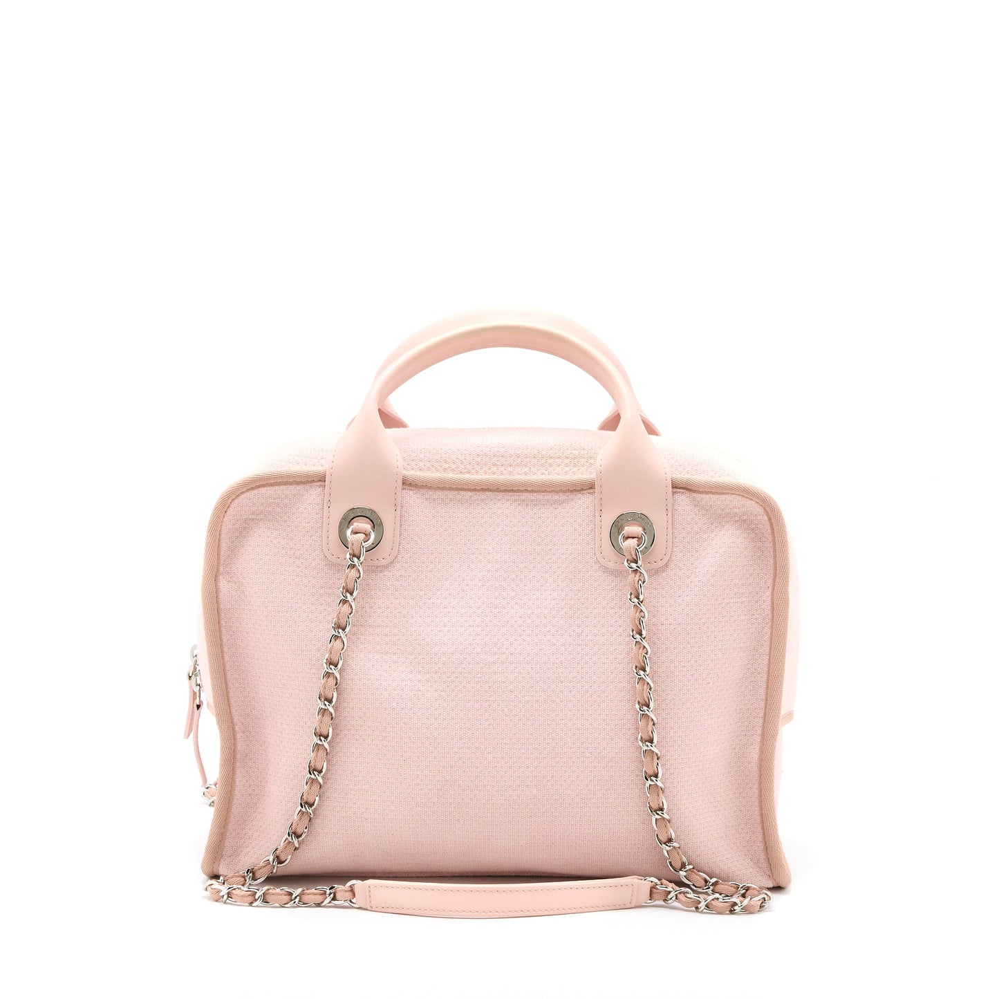 Chanel Deauville Bowling Bag Canvas/Leather Light Pink SHW