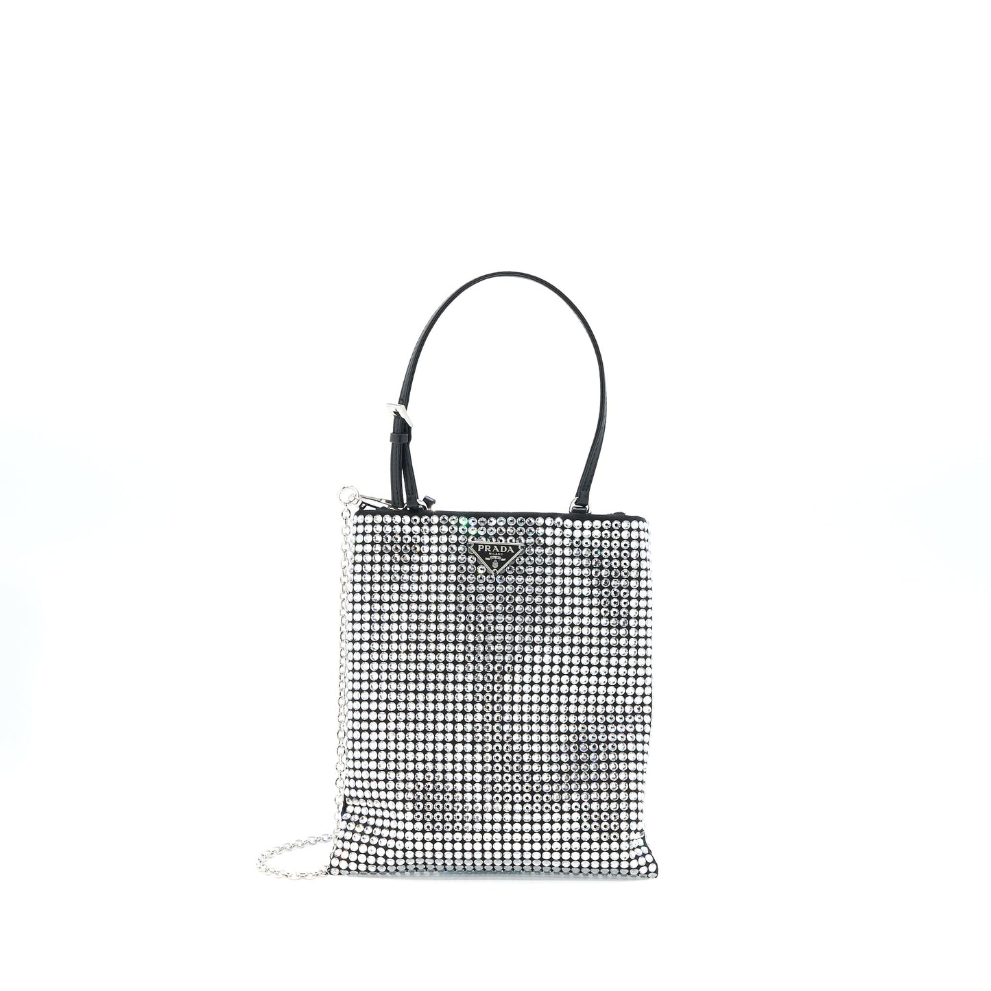 Prada Crystal Satin Handbag With Crystal Black SHW
