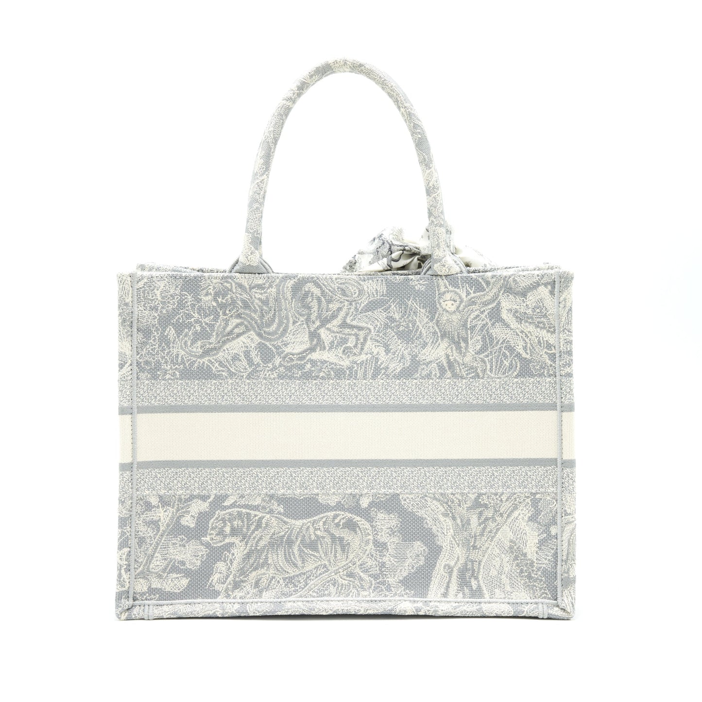 Luxury Dior Small Book Tote Gray Toile de Jouy Reverse Embroidery with an extra Small scarf