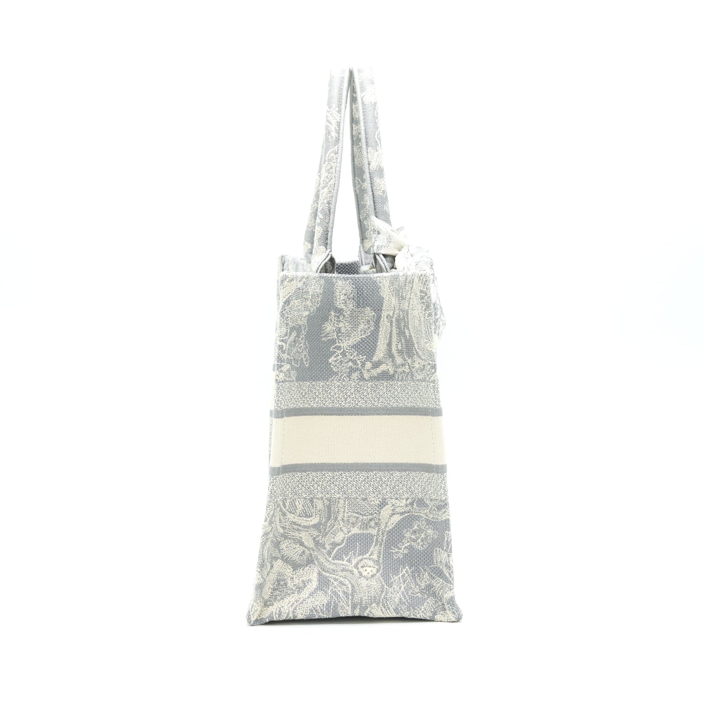 Luxury Dior Small Book Tote Gray Toile de Jouy Reverse Embroidery with an extra Small scarf
