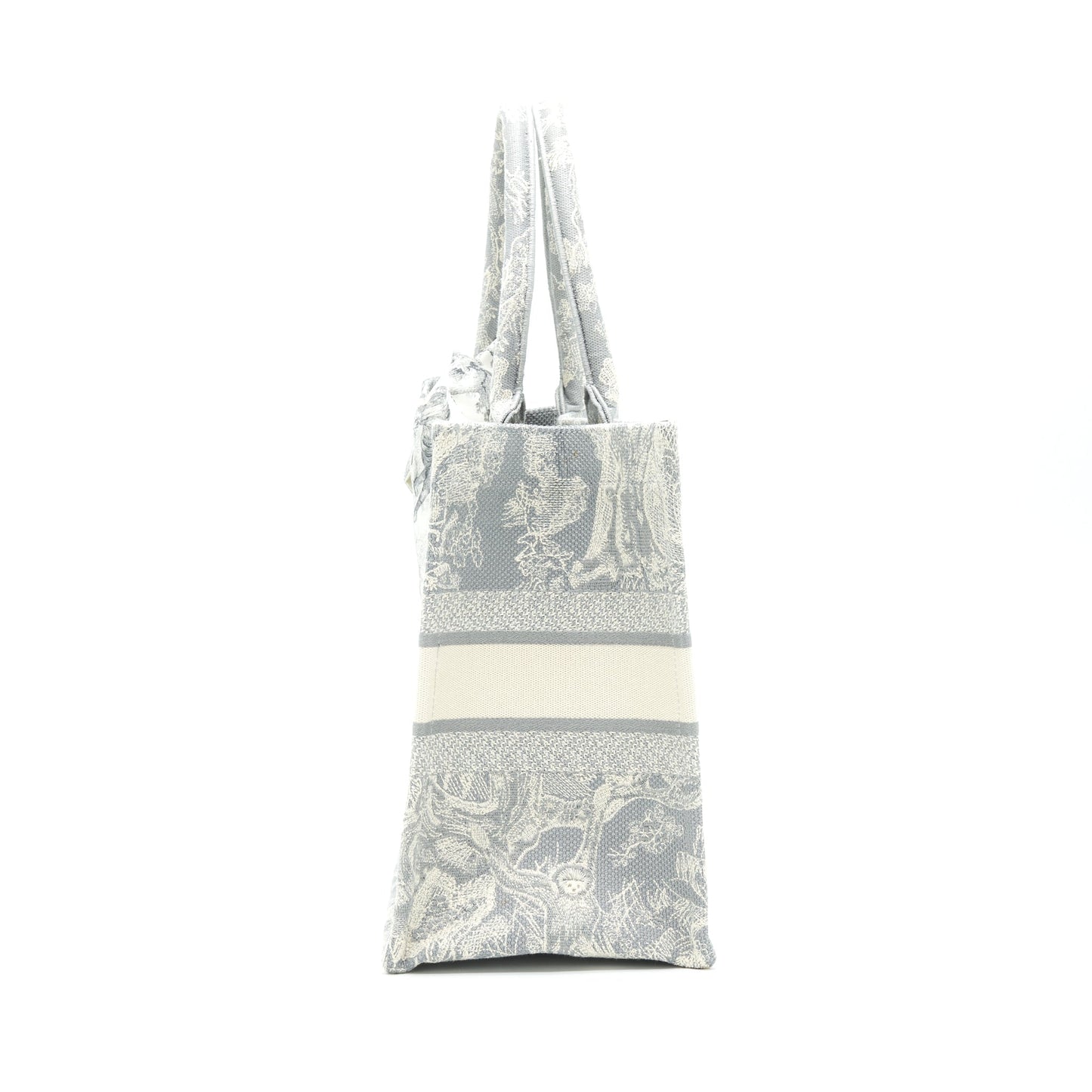 Luxury Dior Small Book Tote Gray Toile de Jouy Reverse Embroidery with an extra Small scarf
