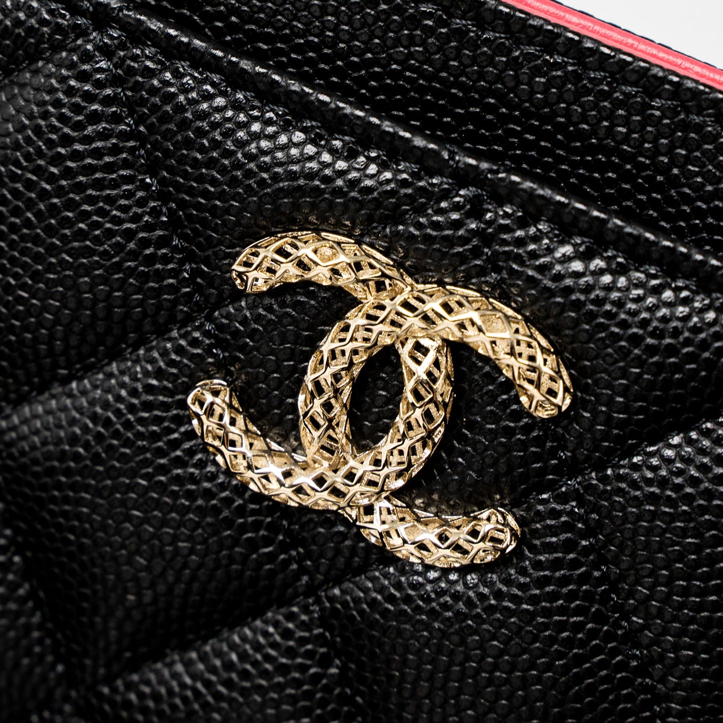 Chanel 23P Quilted CC Logo Card Holder Caviar Black LGHW (Microchip)