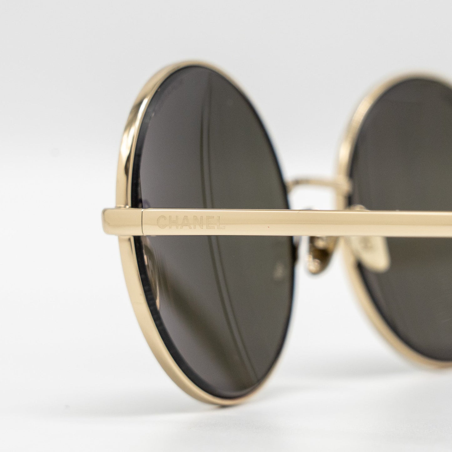 Chanel Round Sunglasses Metal Brown
