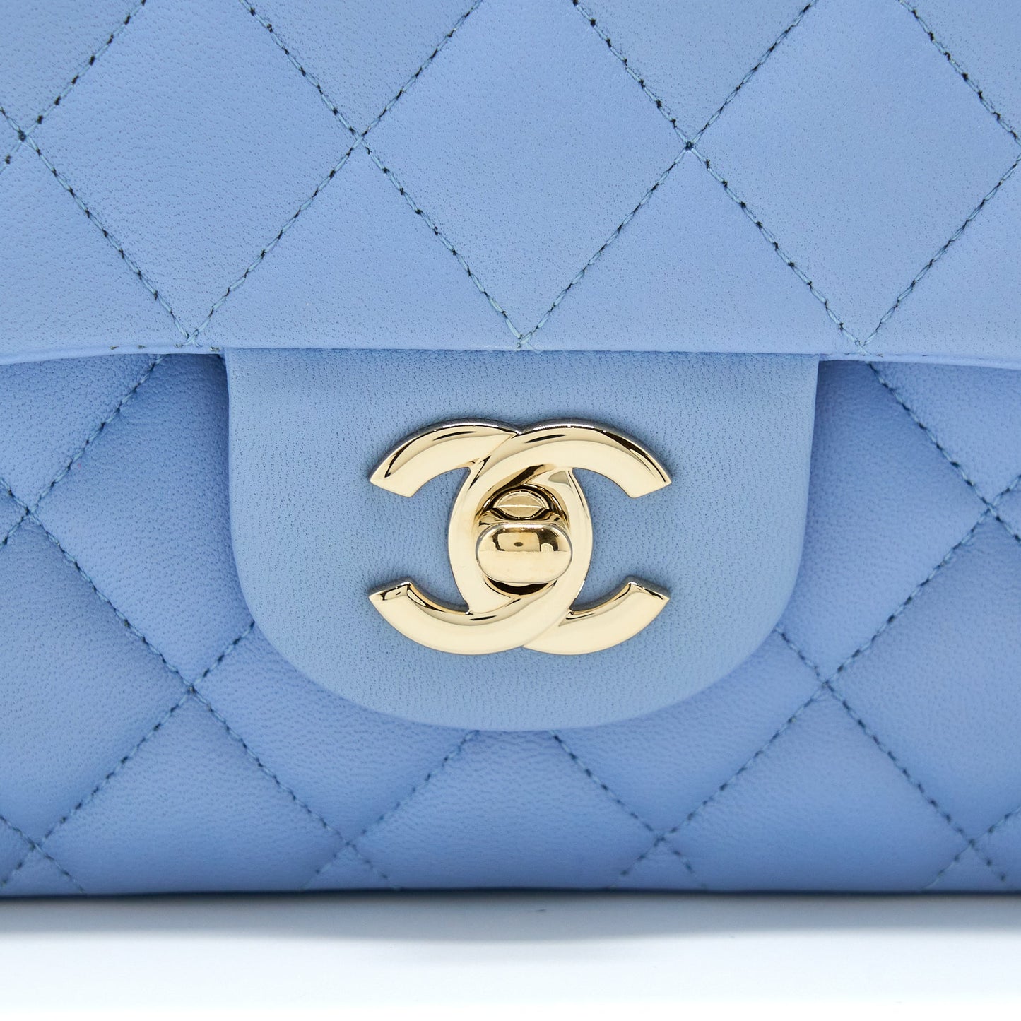 Chanel Classic Flap Bag Lambskin NA104 Light Blue LGHW