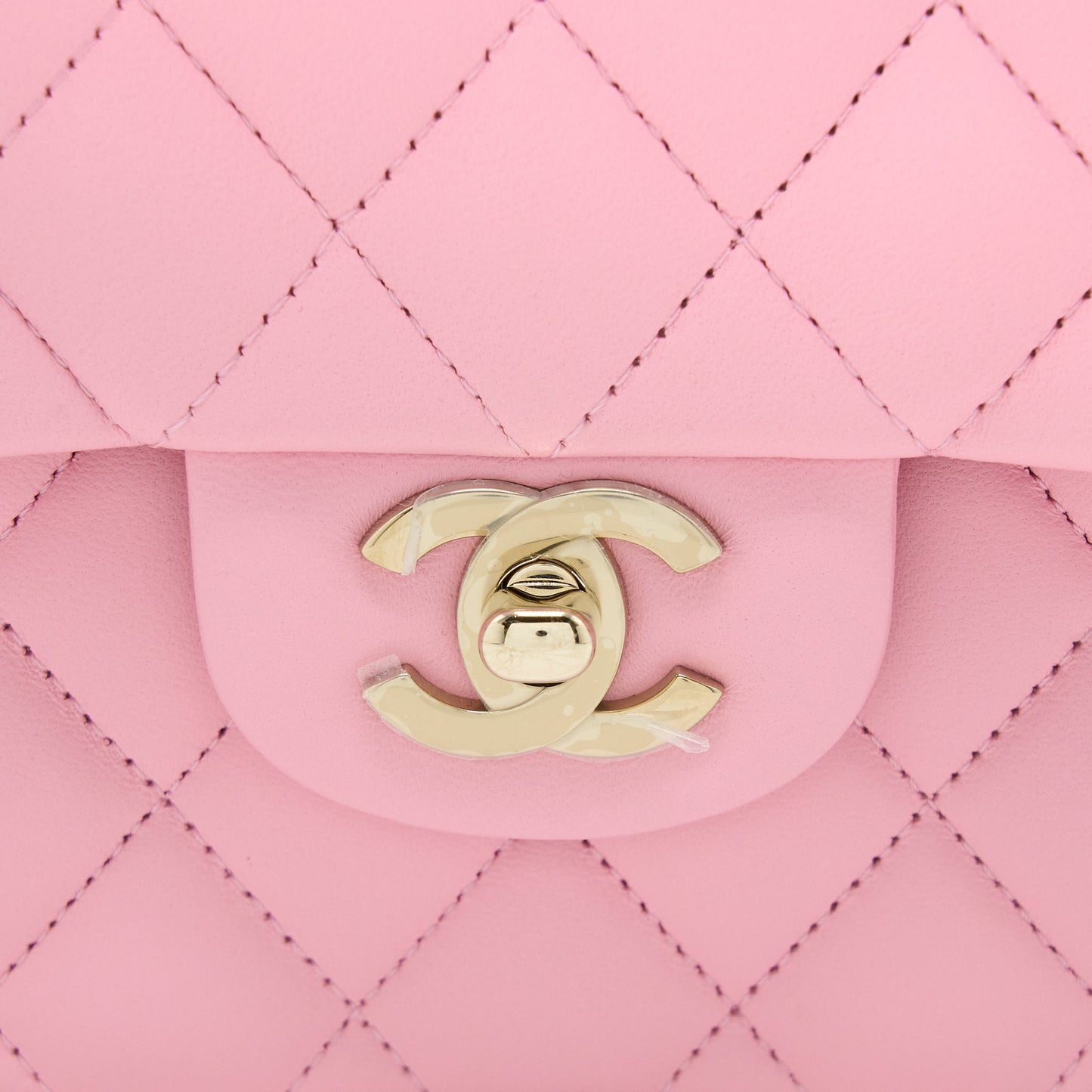 Chanel Small Classic Flap Bag Lambskin Pink LGHW (Microchip)