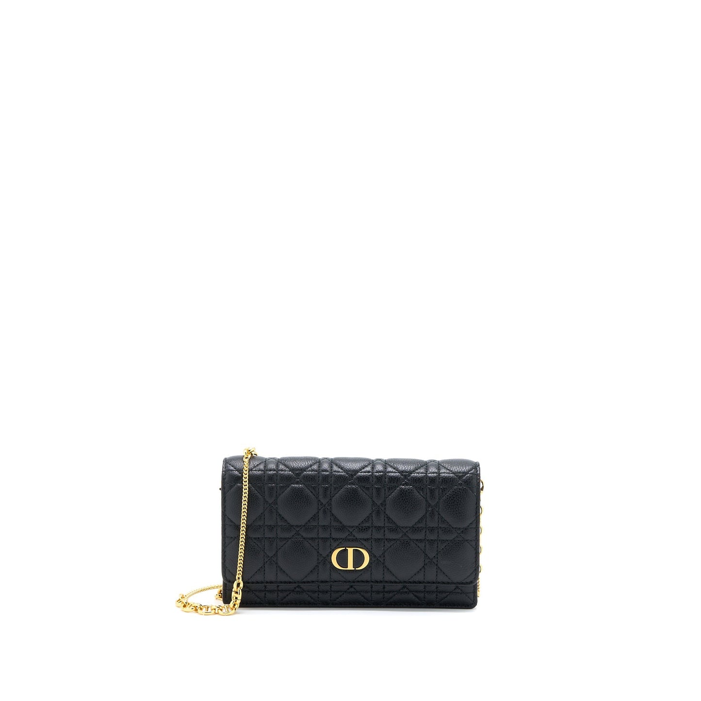 Luxury Dior Caro Pouch Cannage Calfskin Black GHW