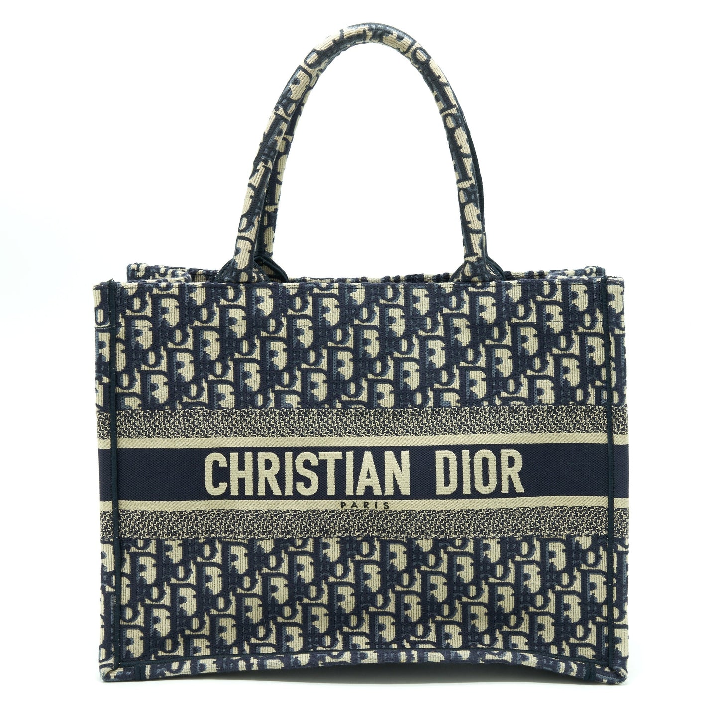 Luxury Dior Small Book Tote Bag Blue Oblique Jacquard