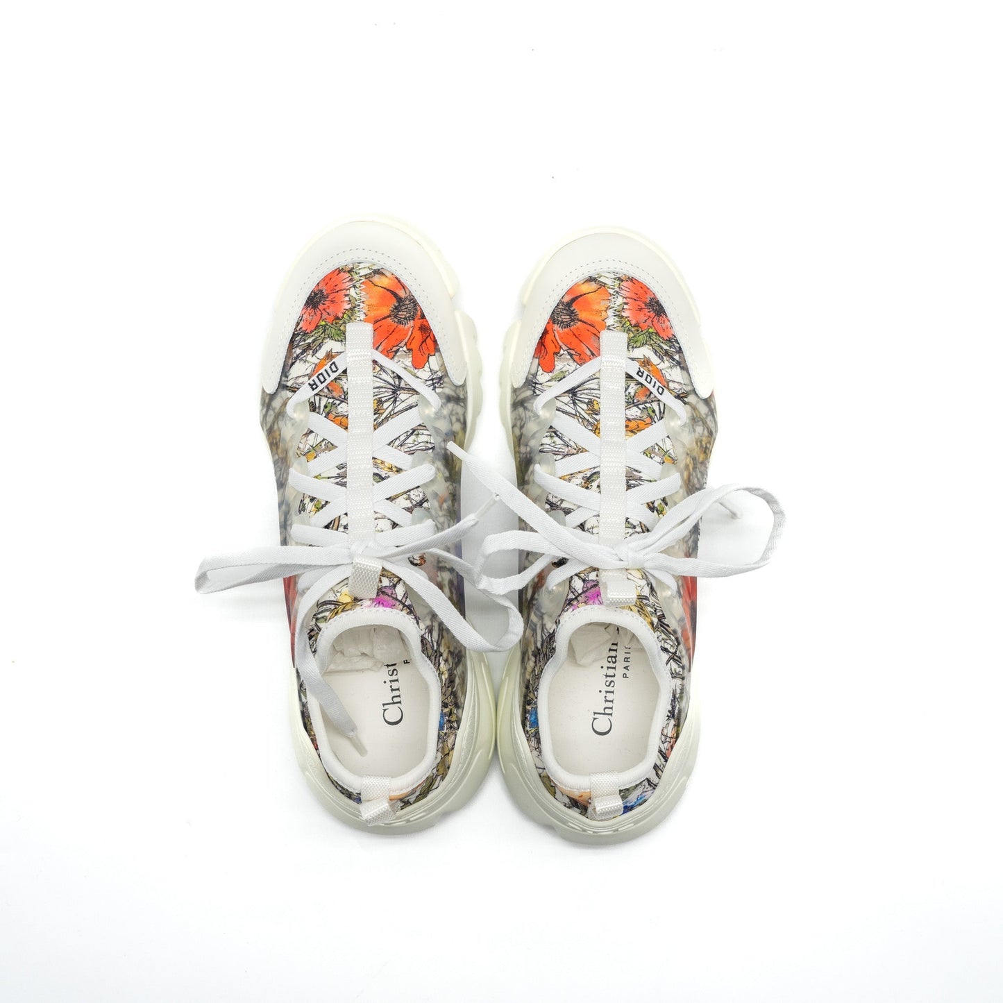 Luxury Dior Size 36 D-Connect Sneaker Flower Printed Fabric Multicolour