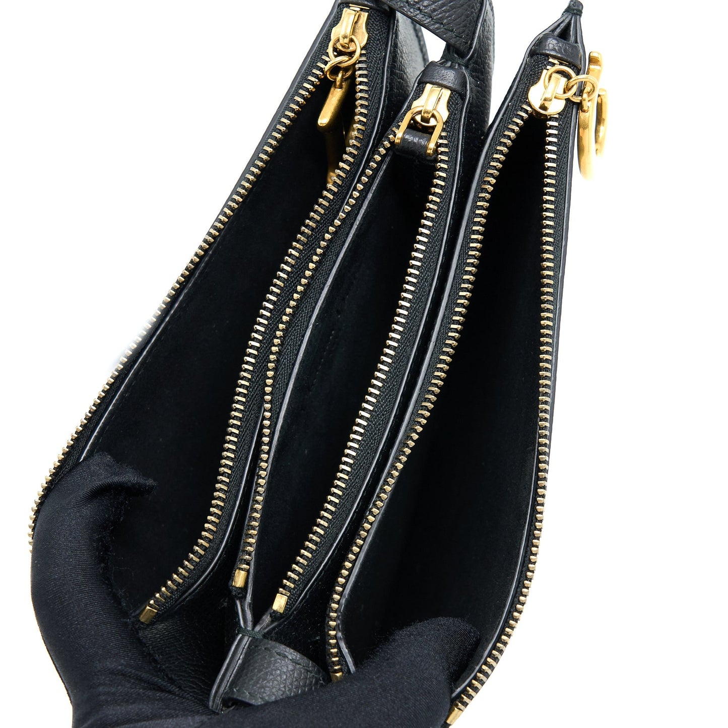 Luxury Dior Saddle Trio Crossbody Pouch Calfskin Black GHW