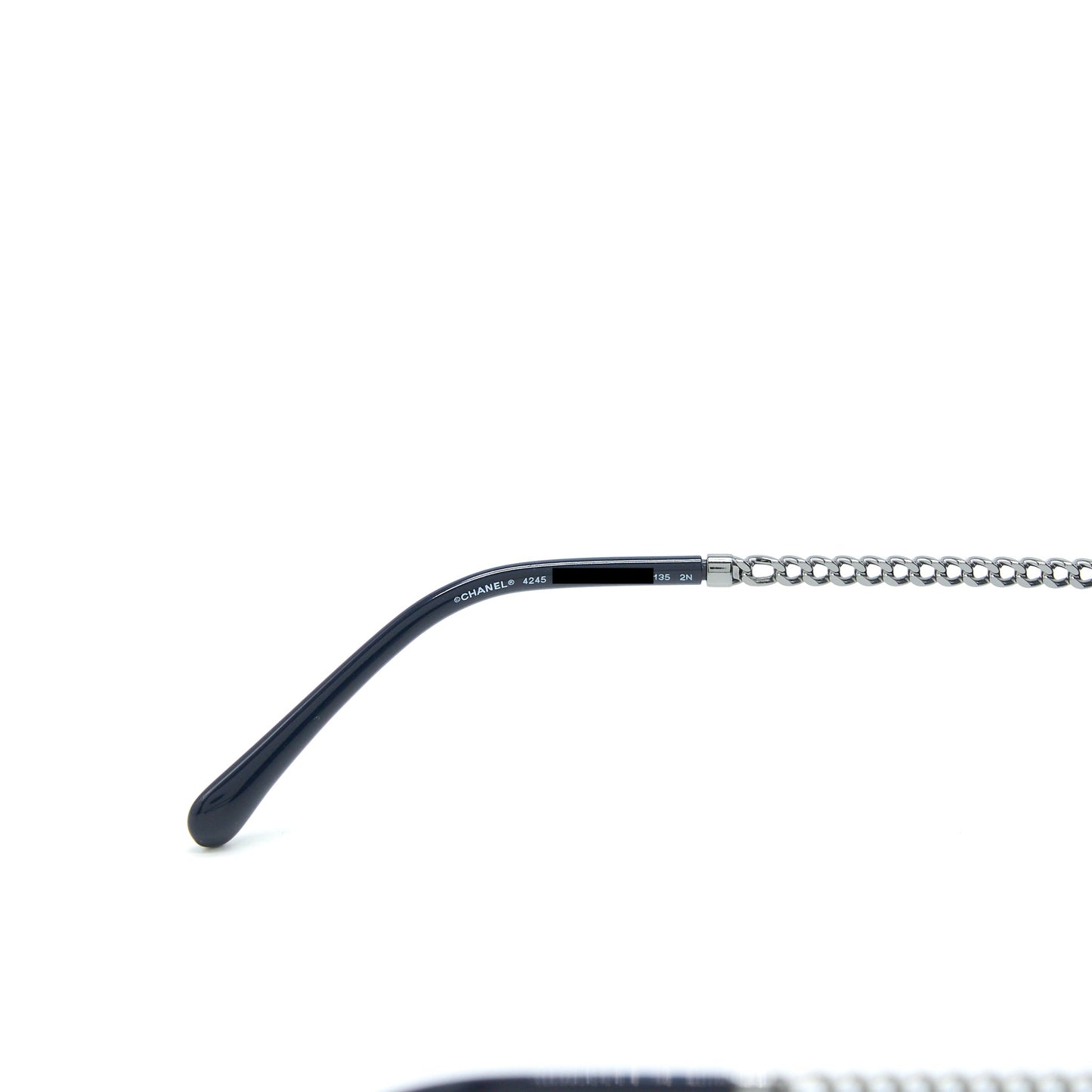 Chanel 4245 Round Sunglasses Leather Chain Dark Blue SHW
