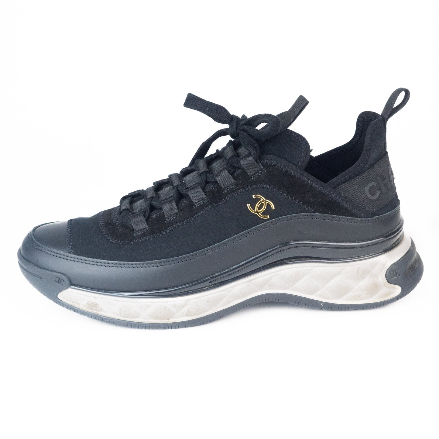 Chanel Mixed Fabric Sneakers in Black
