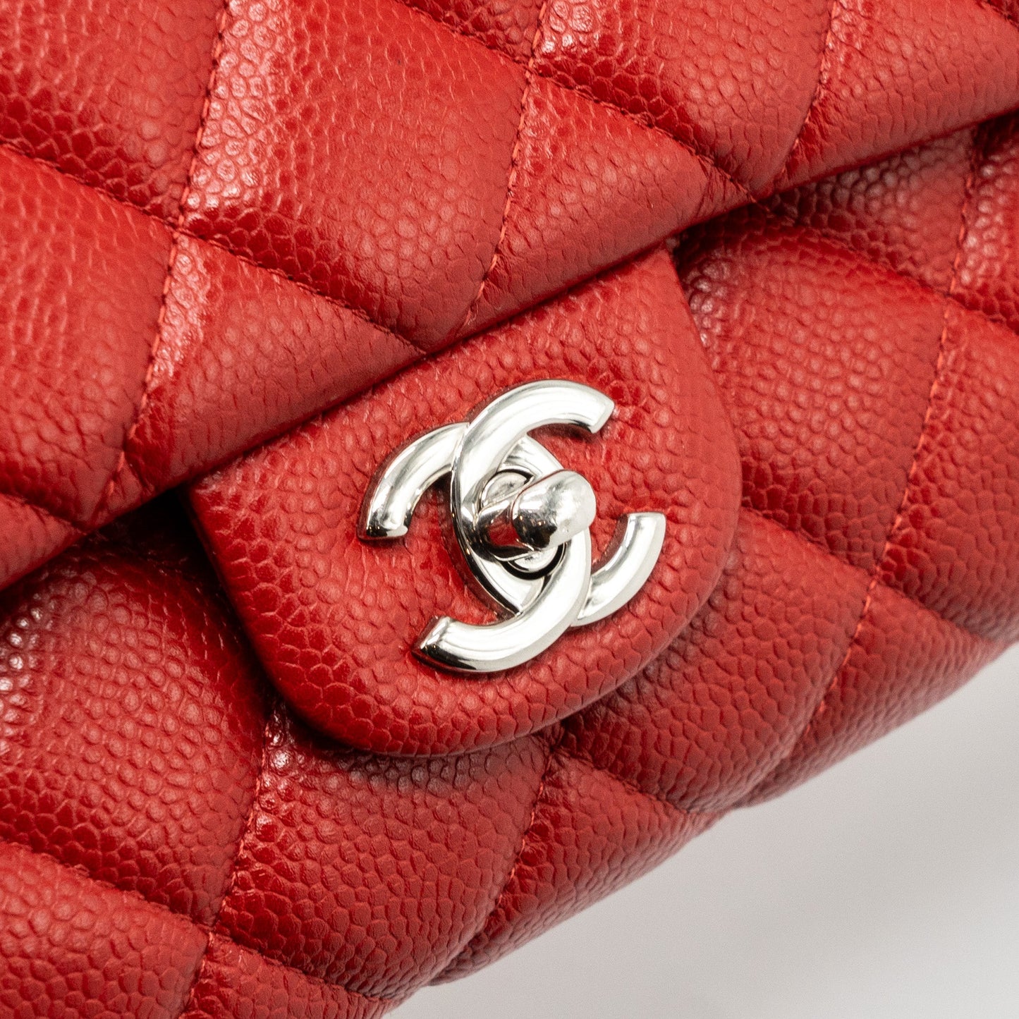 Chanel Timeless Flap Clutch With Chain Caviar Red SHW