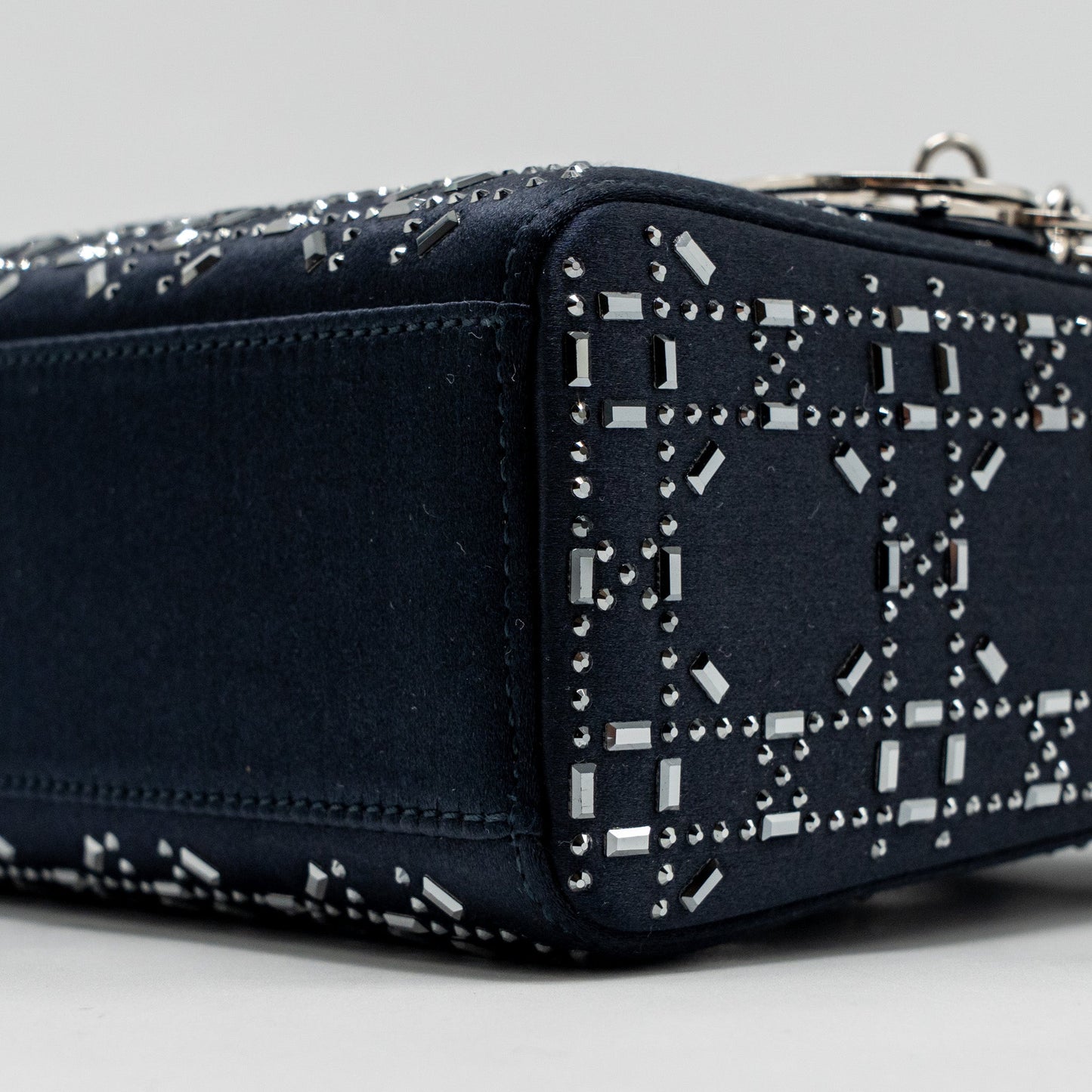 Dior Mini Lady dior satin crystal Dark blue SHW