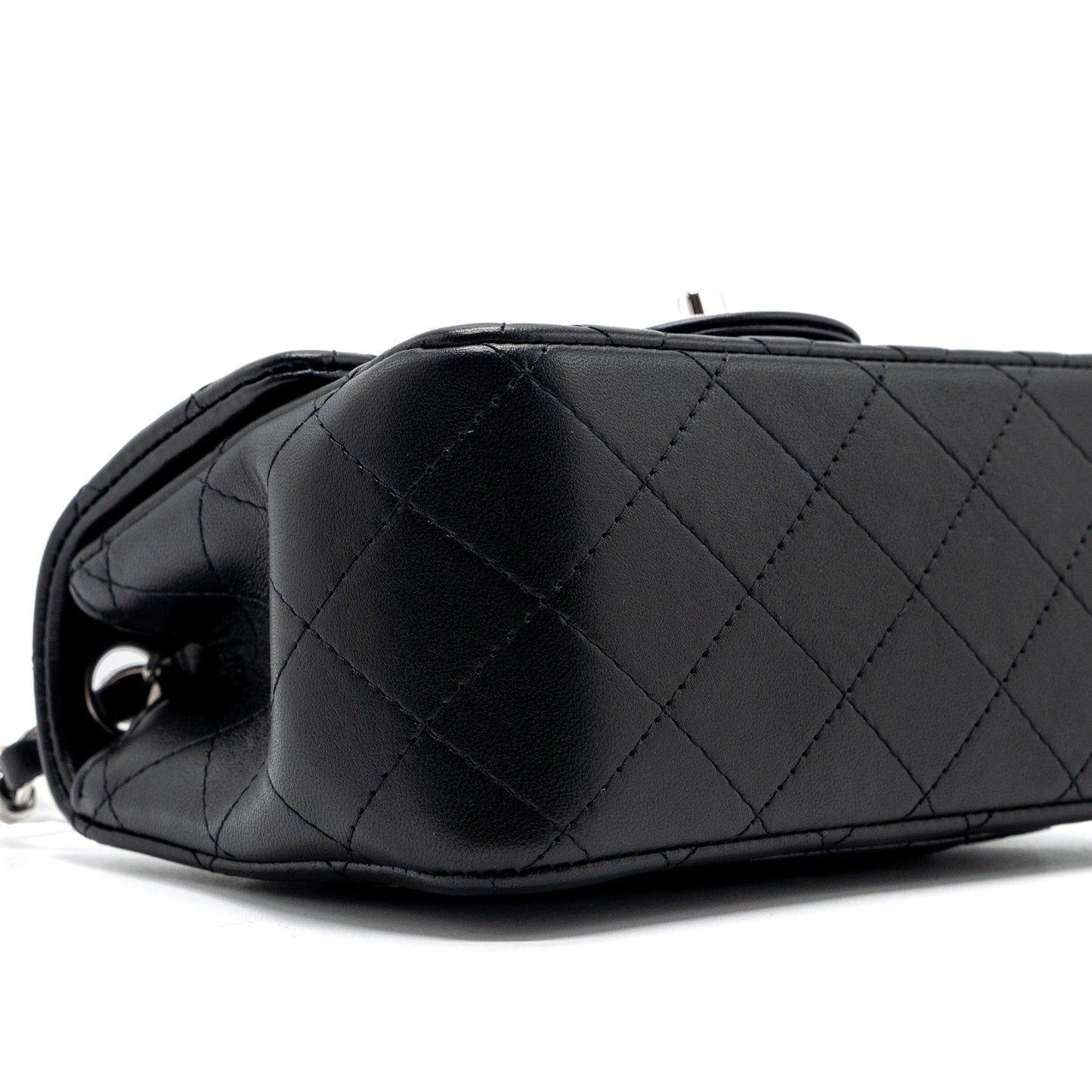 Chanel mini square flap bag lambskin black SHW (microchip)