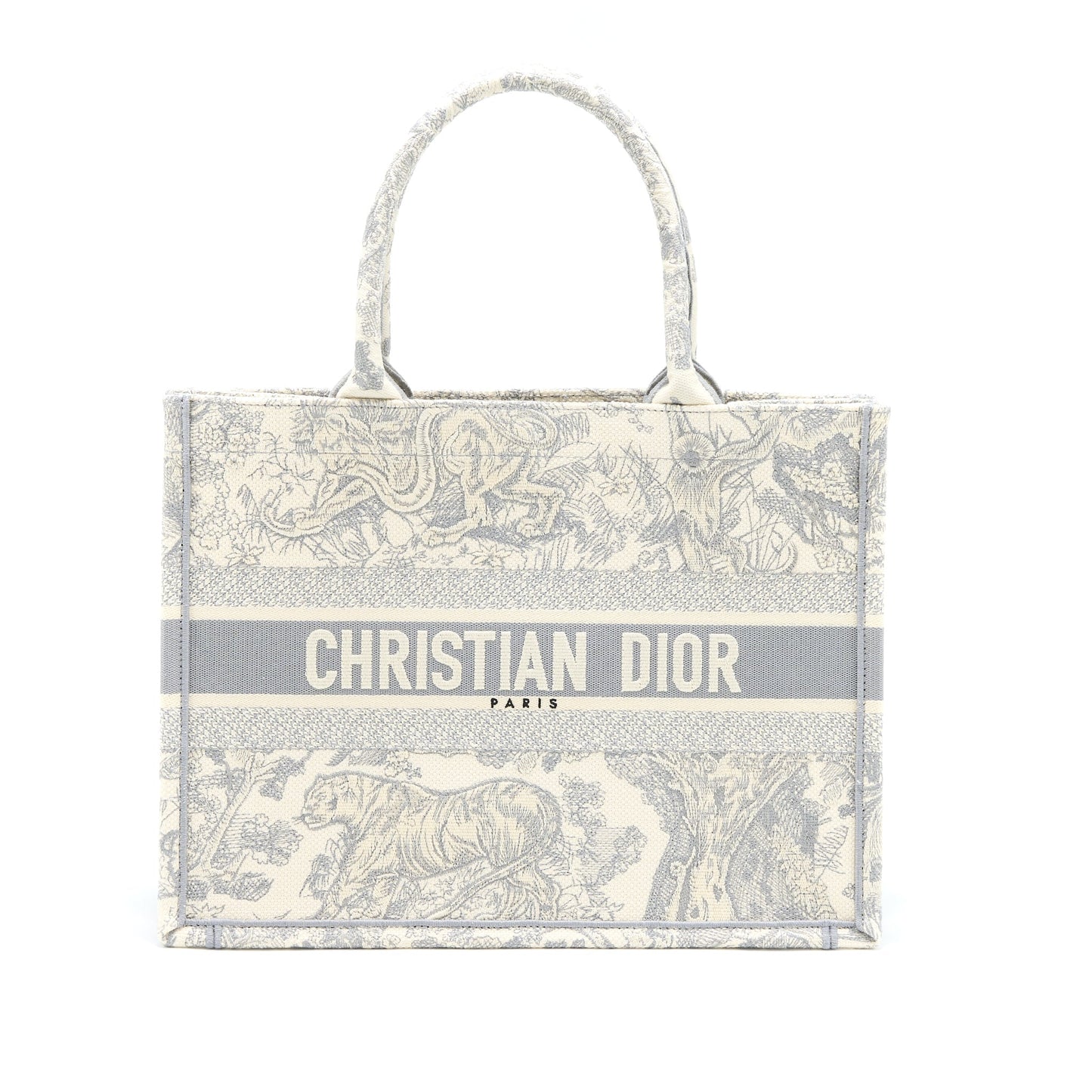 Luxury Dior Medium Book Tote Grey Toile De Jouy Embroidery