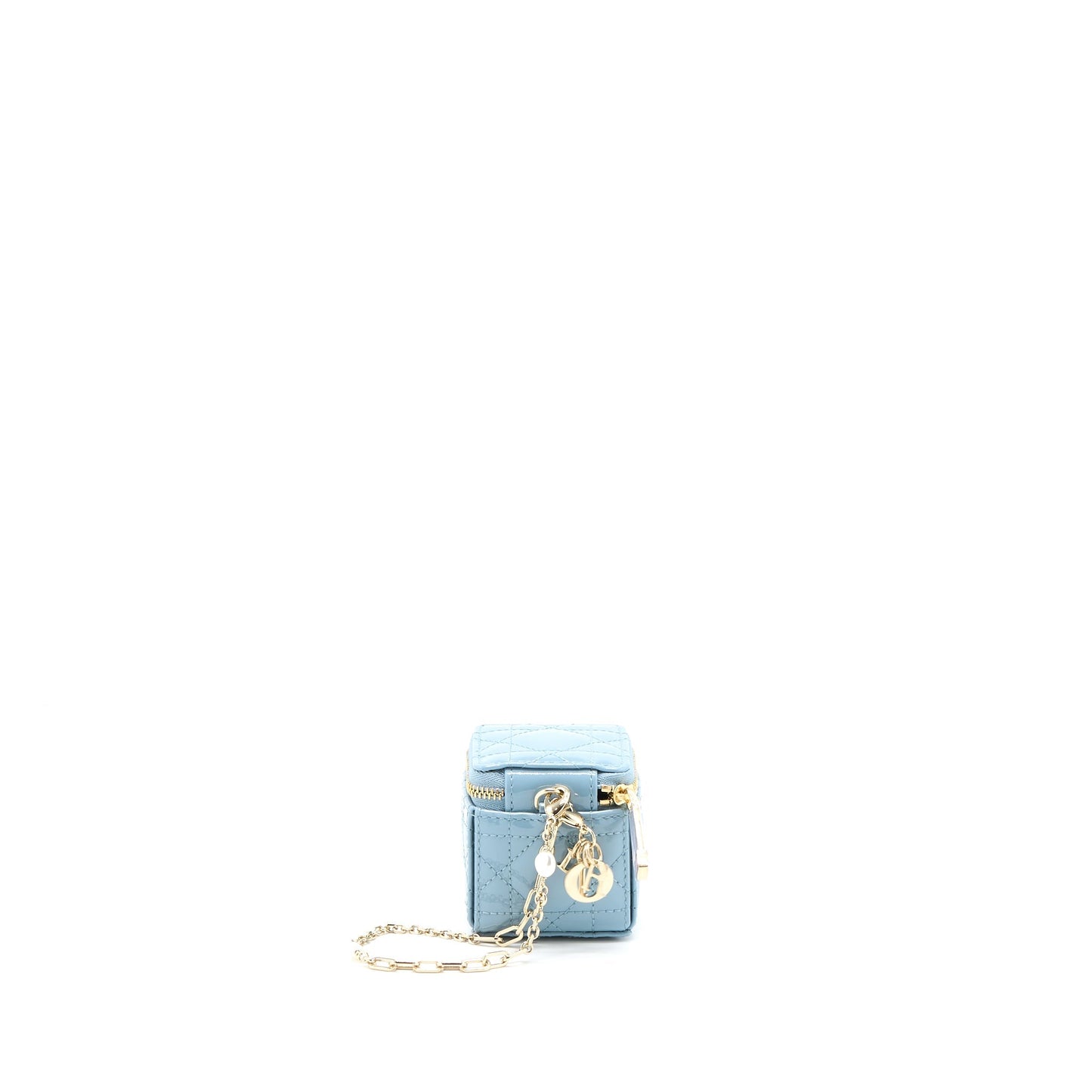 Luxury Dior Square Coin Purse Patent Blue LGHW