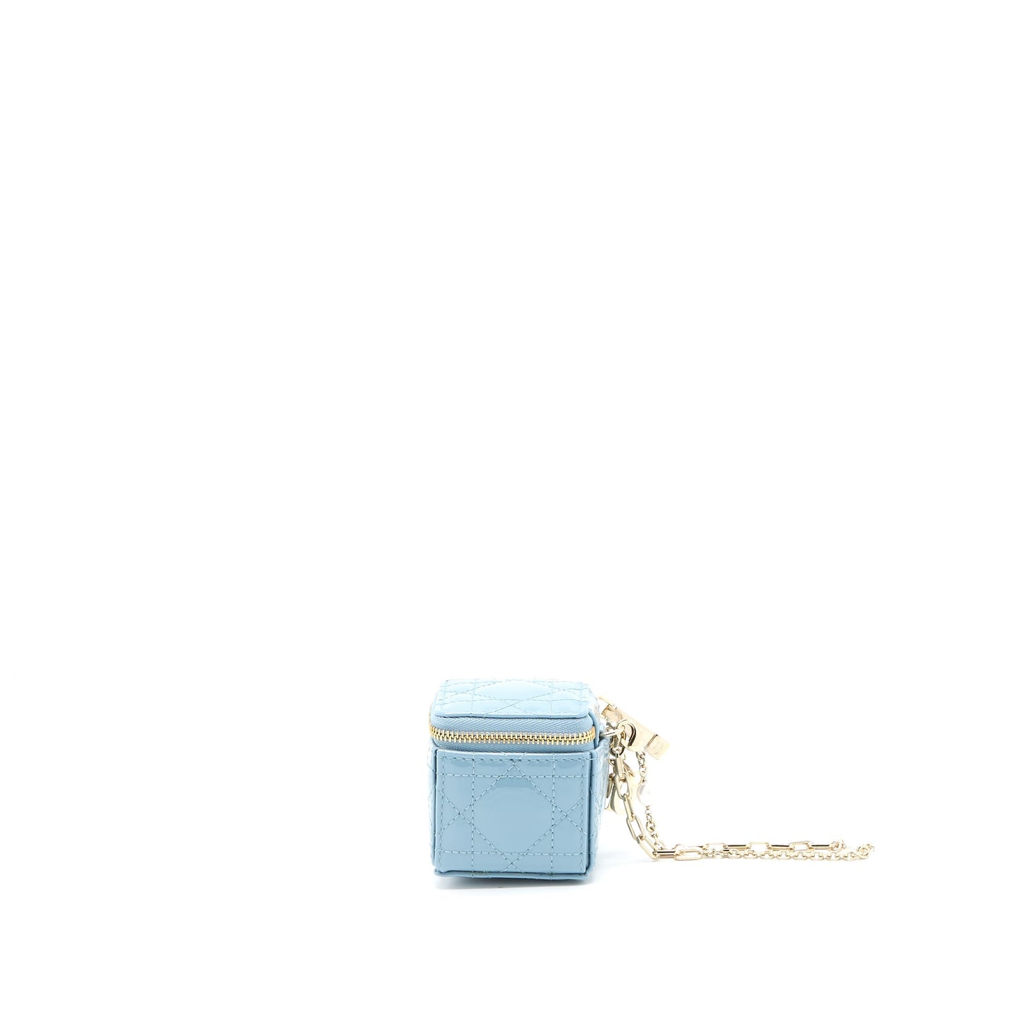 Luxury Dior Square Coin Purse Patent Blue LGHW