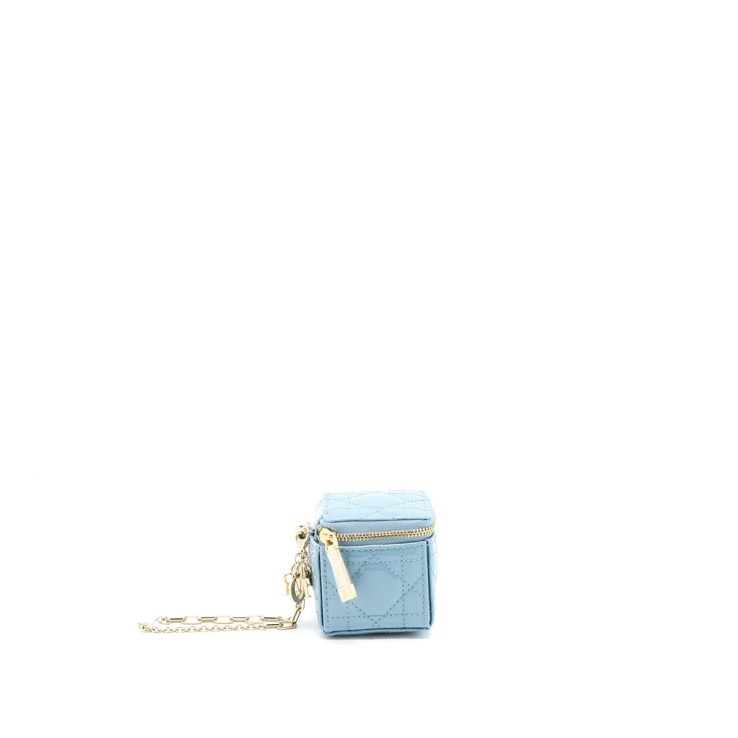 Luxury Dior Square Coin Purse Patent Blue LGHW