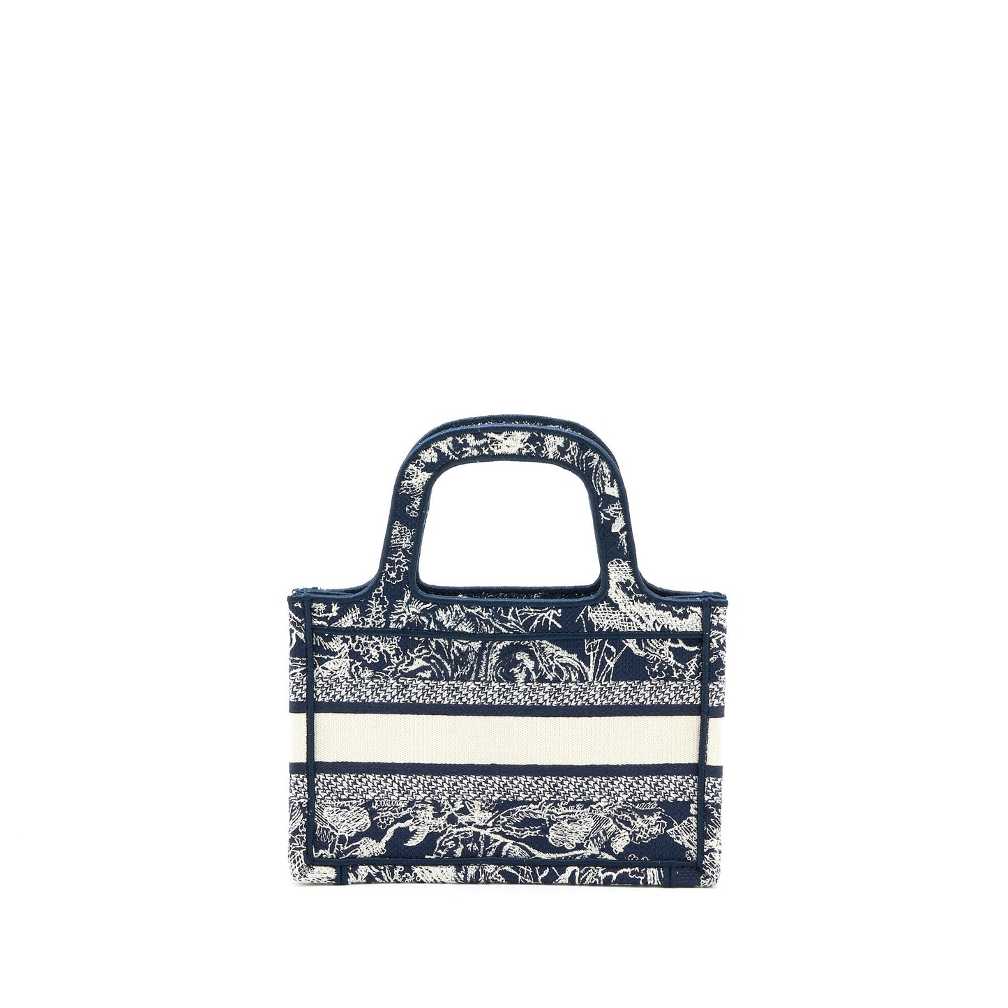 Luxury Dior Mini Book Tote Limited Edition Blue Toile De Jouy Reverse Embroidery