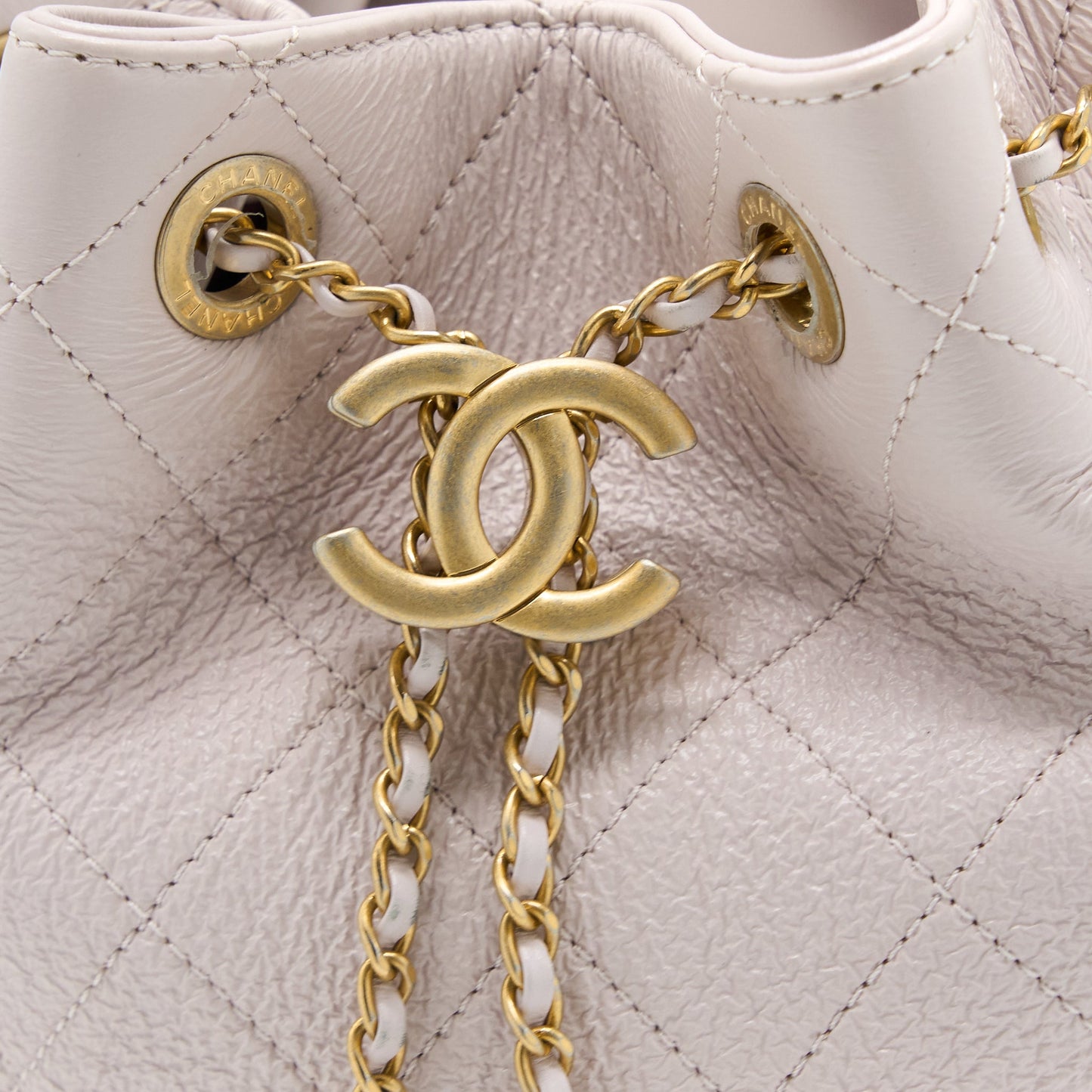 Chanel Drawstring Bucket Bag Lambskin Light Pink GHW