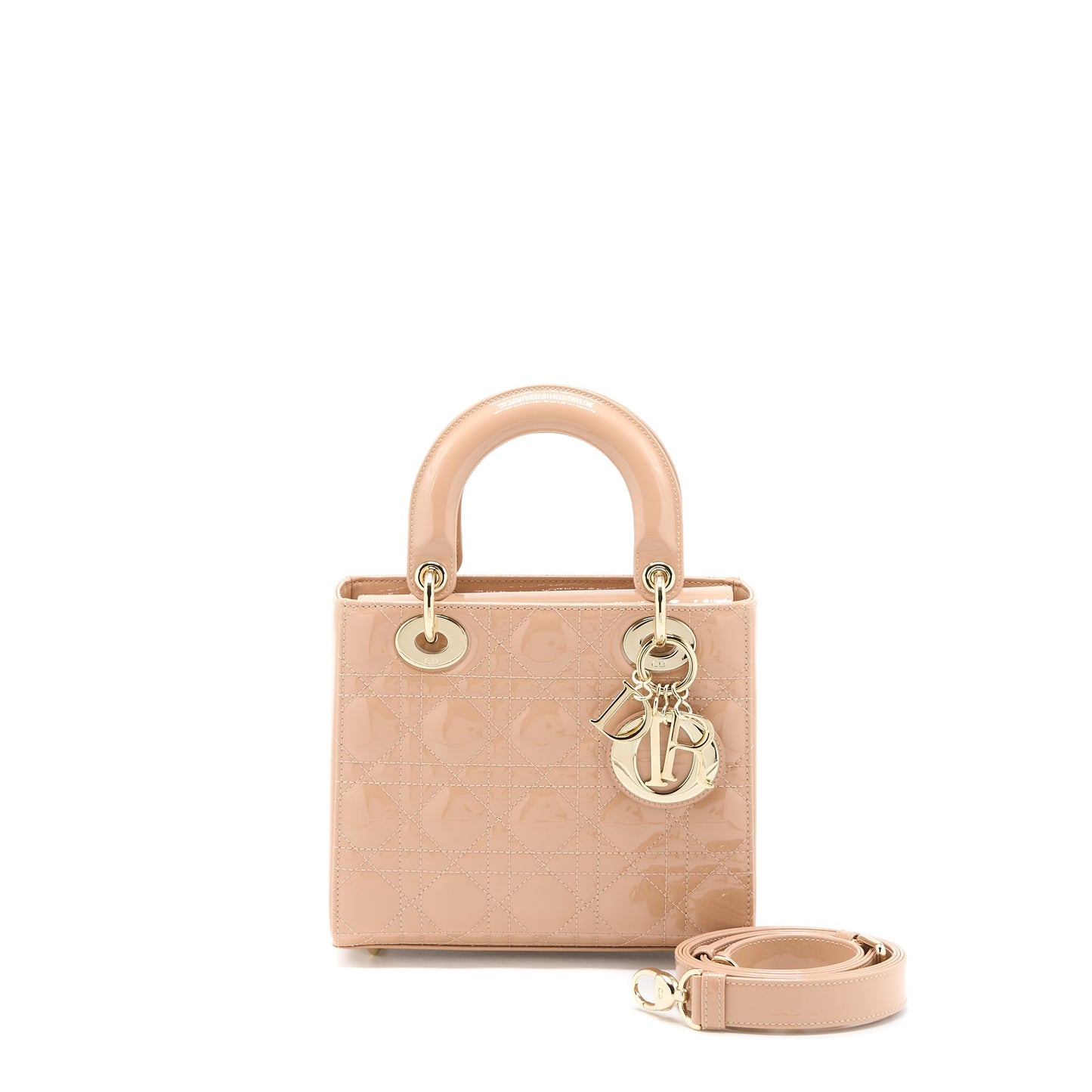 Luxury Dior Small Lady Luxury Dior Patent Leather Beige LGHW