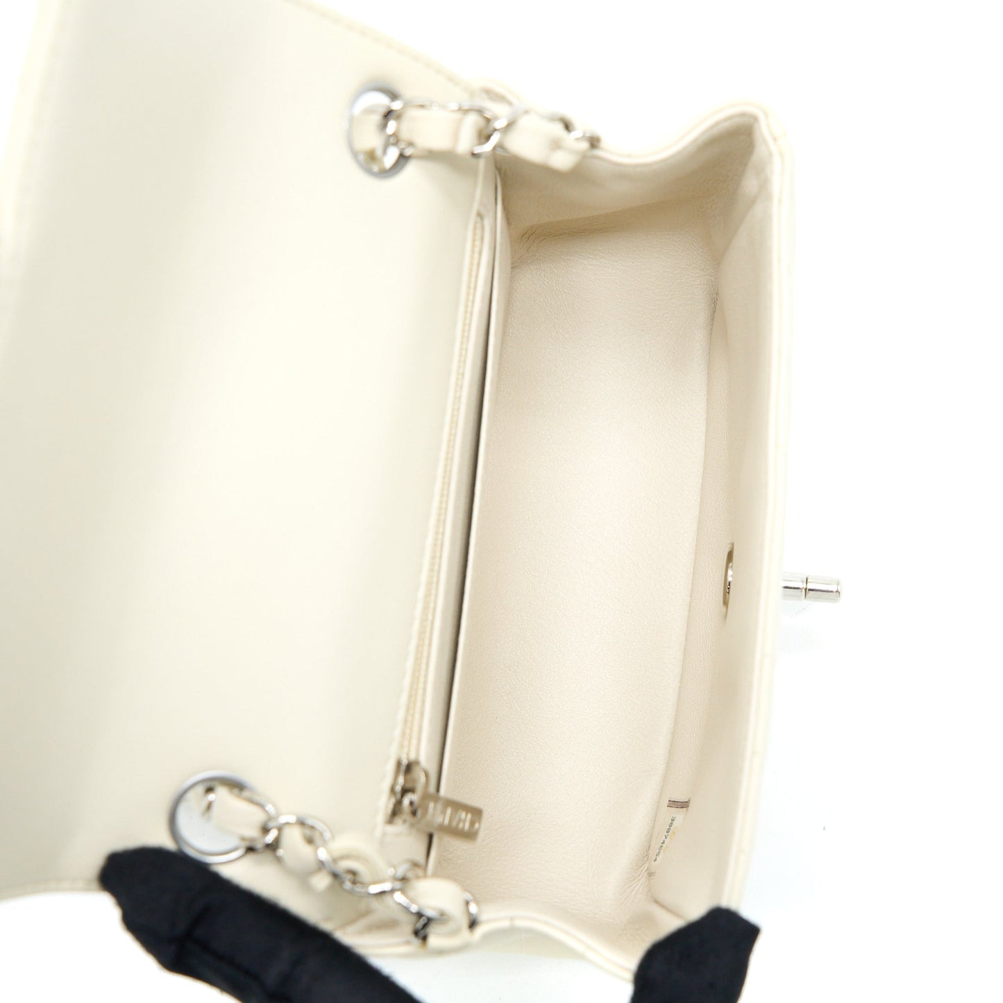 Chanel 21c Mini Square Flap Bag Chevron Lambskin Beige SHW