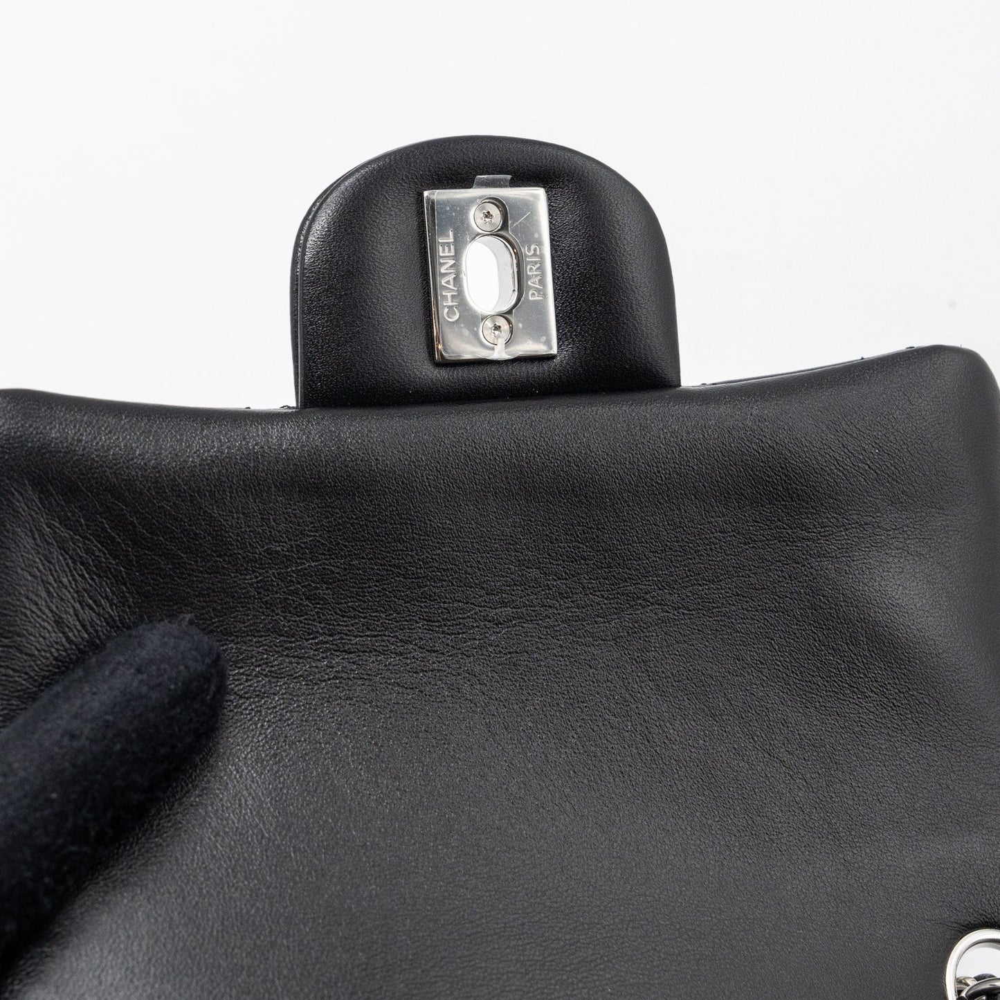 Chanel mini square flap bag lambskin black SHW (microchip)