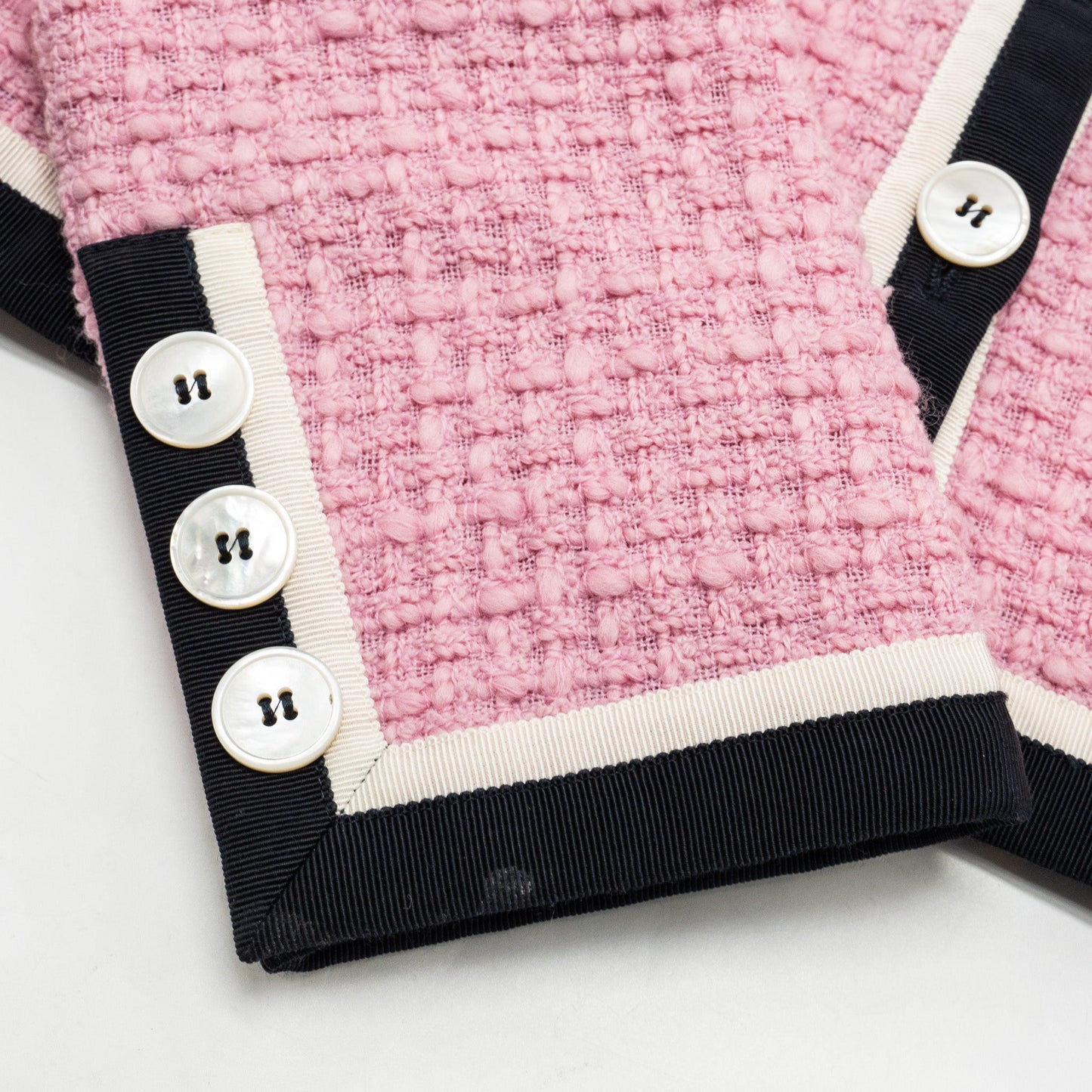 Miu Miu Size 36 Single-Breasted Tweed Jacket and Skirt Virgin Wool /Silk Pink/Black (Sell in a set)
