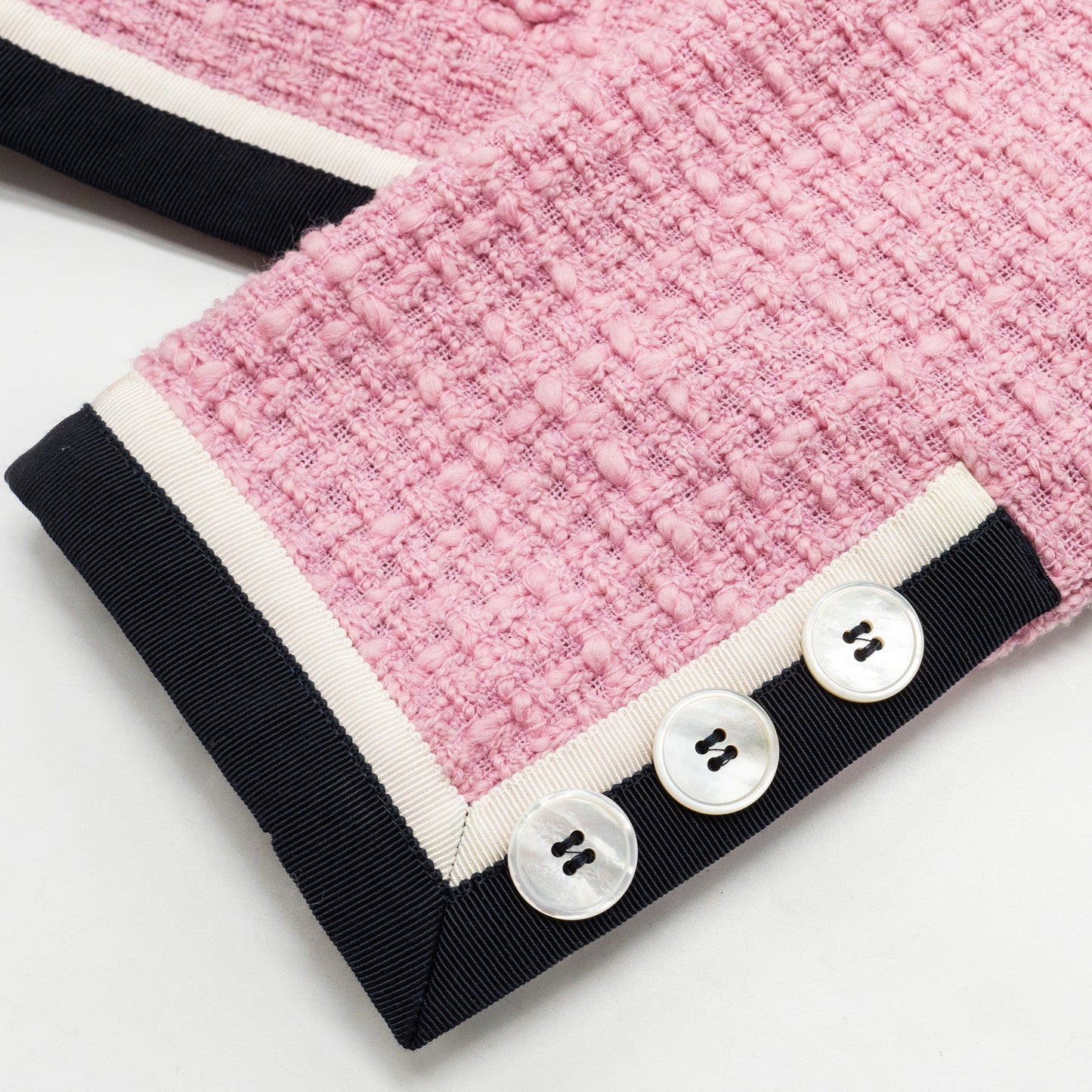 Miu Miu Size 36 Single-Breasted Tweed Jacket and Skirt Virgin Wool /Silk Pink/Black (Sell in a set)