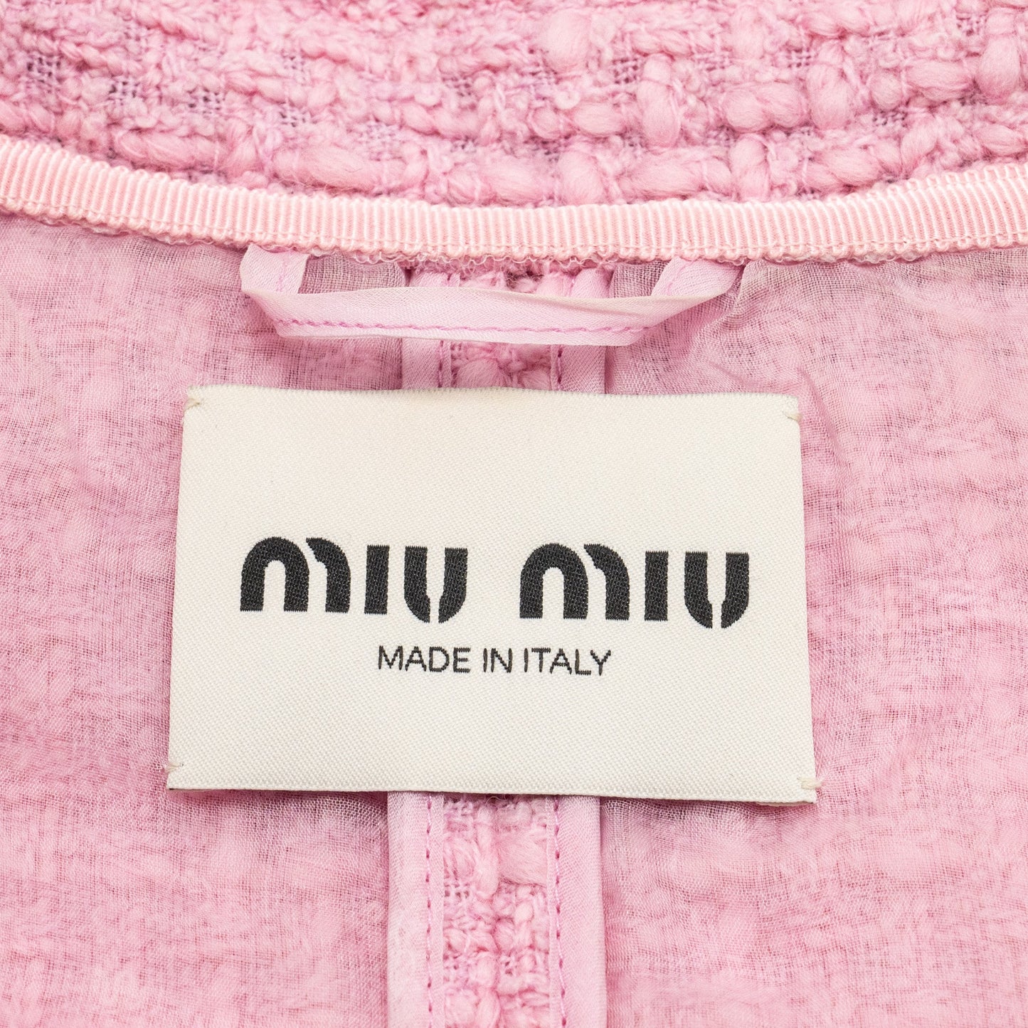 Miu Miu Size 36 Single-Breasted Tweed Jacket and Skirt Virgin Wool /Silk Pink/Black (Sell in a set)