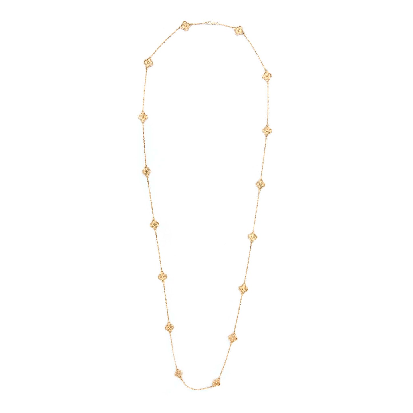 Van Cleef & Arpels Sweet Alhambra 16 Motif Long Necklace Rose Gold