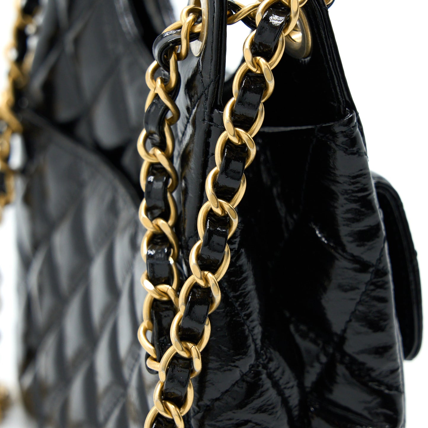 Chanel 23c Small Hobo Bag Shiny Calfskin Black Brushed GHW (Microchip)