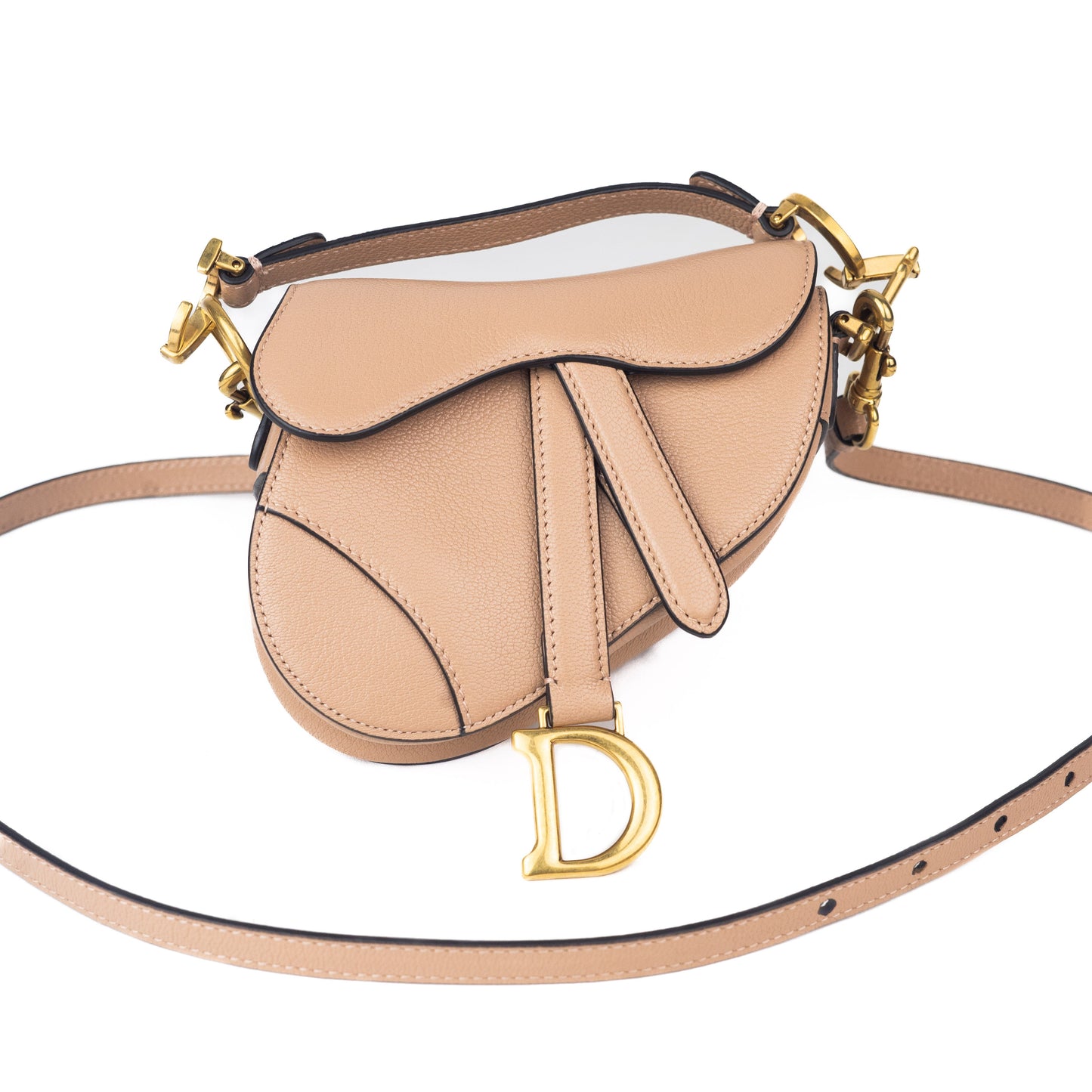 Dior Micro Saddle Bag in nude