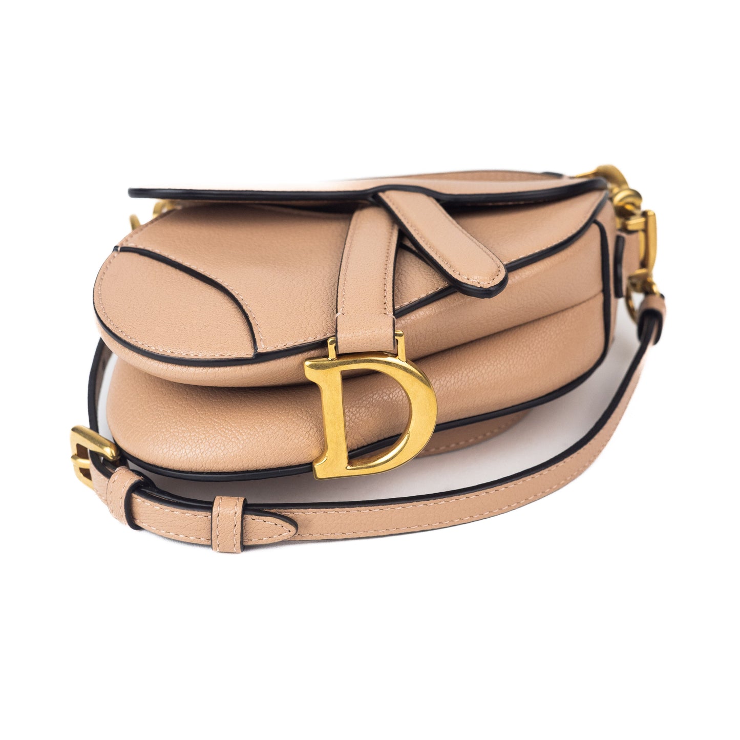 Dior Micro Saddle Bag in nude