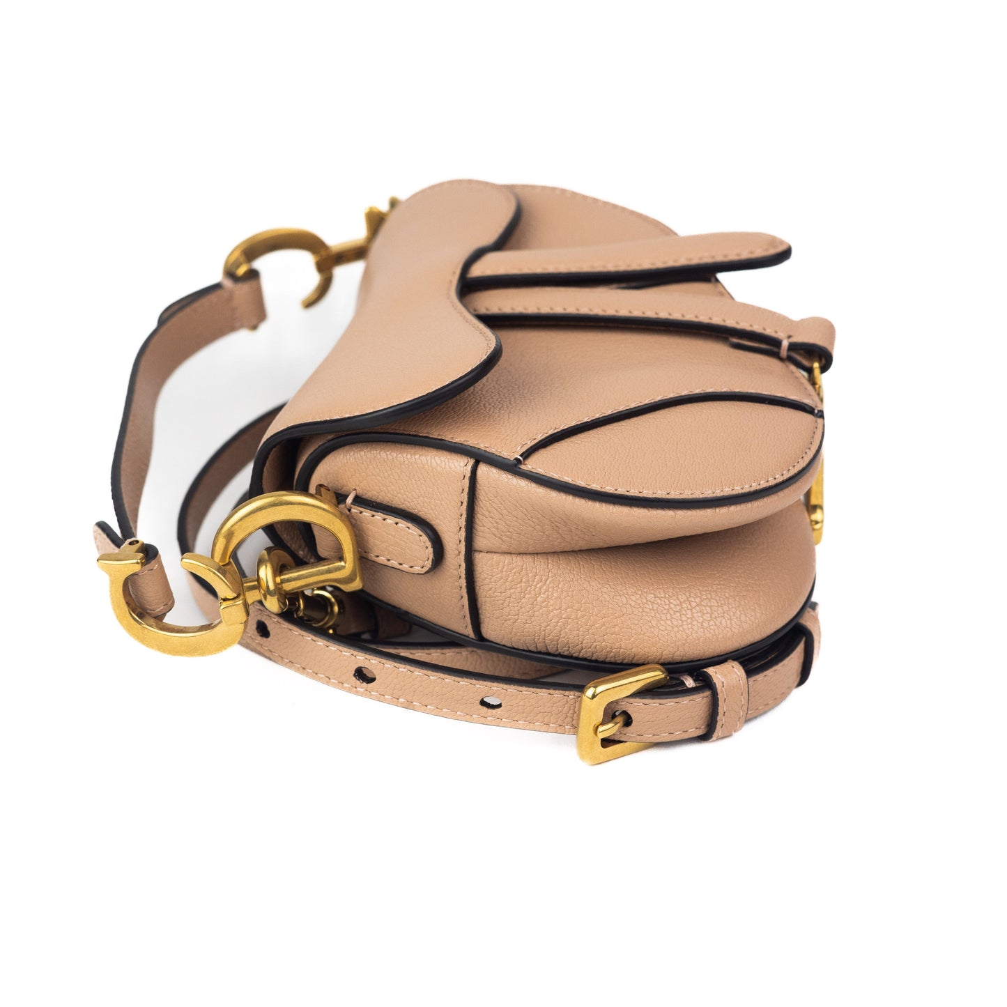 Dior Micro Saddle Bag in nude