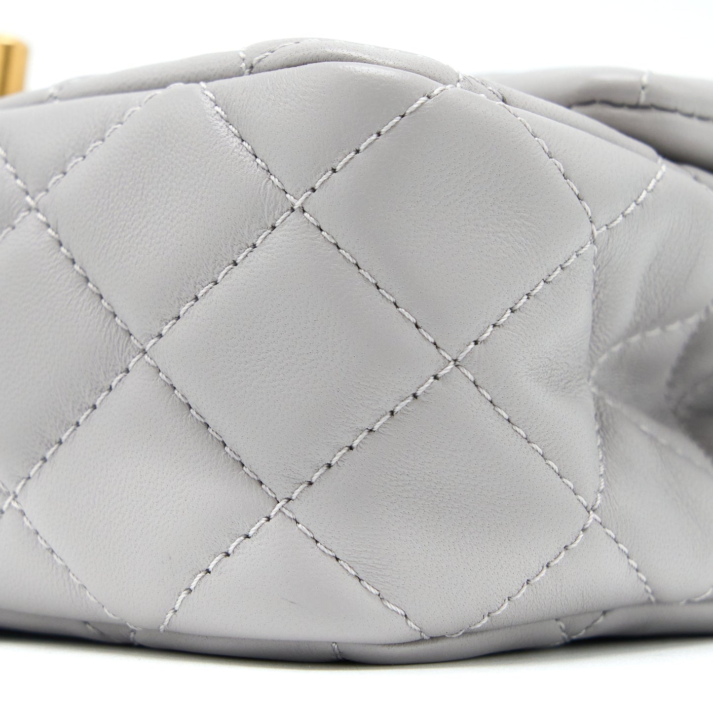 Chanel Pearl Crush Mini Rectangular Flap Bag Lambskin Light Grey Brushed GHW (Microchip)