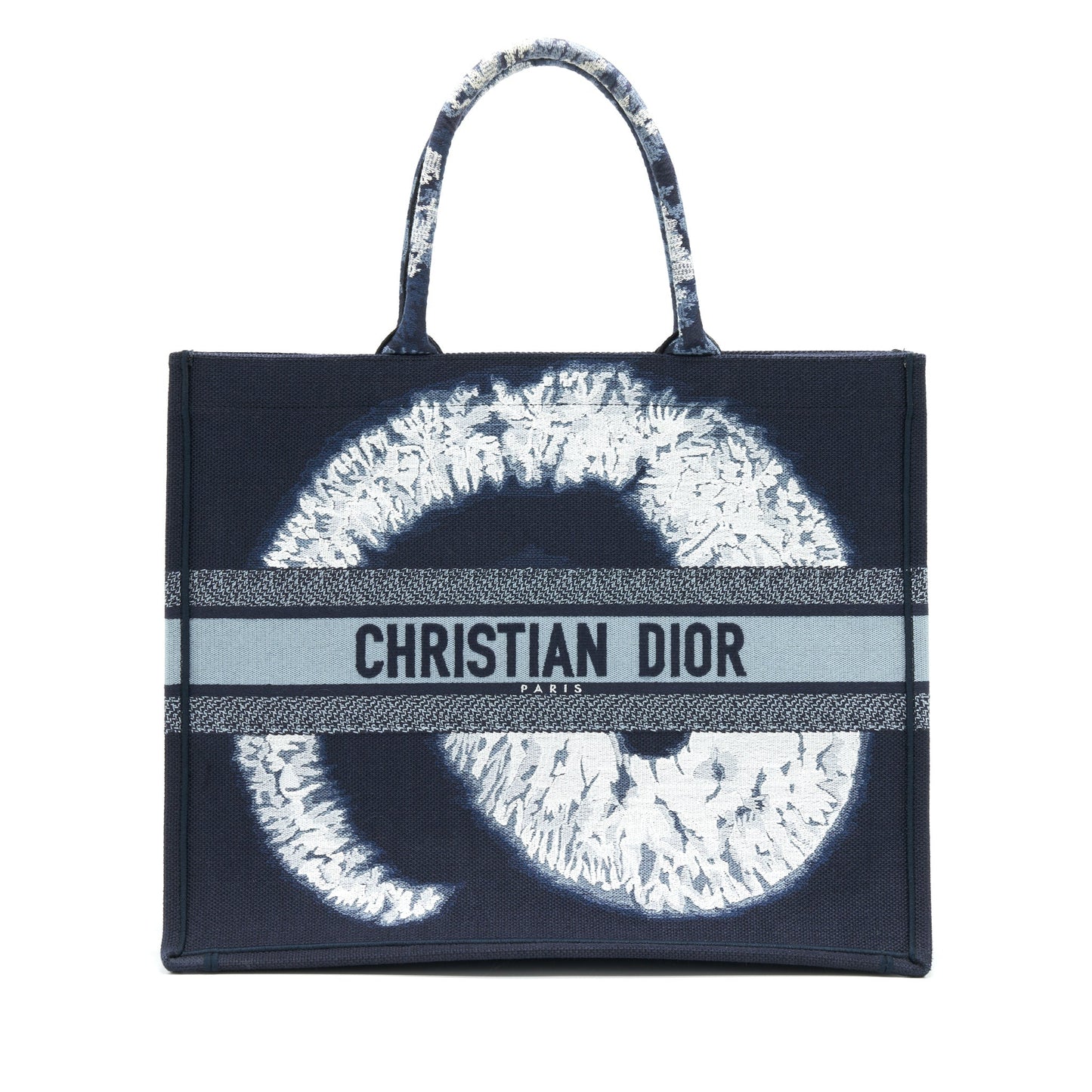 Luxury Dior Limited Edition Book Tote Dark Blue Denim Pattern