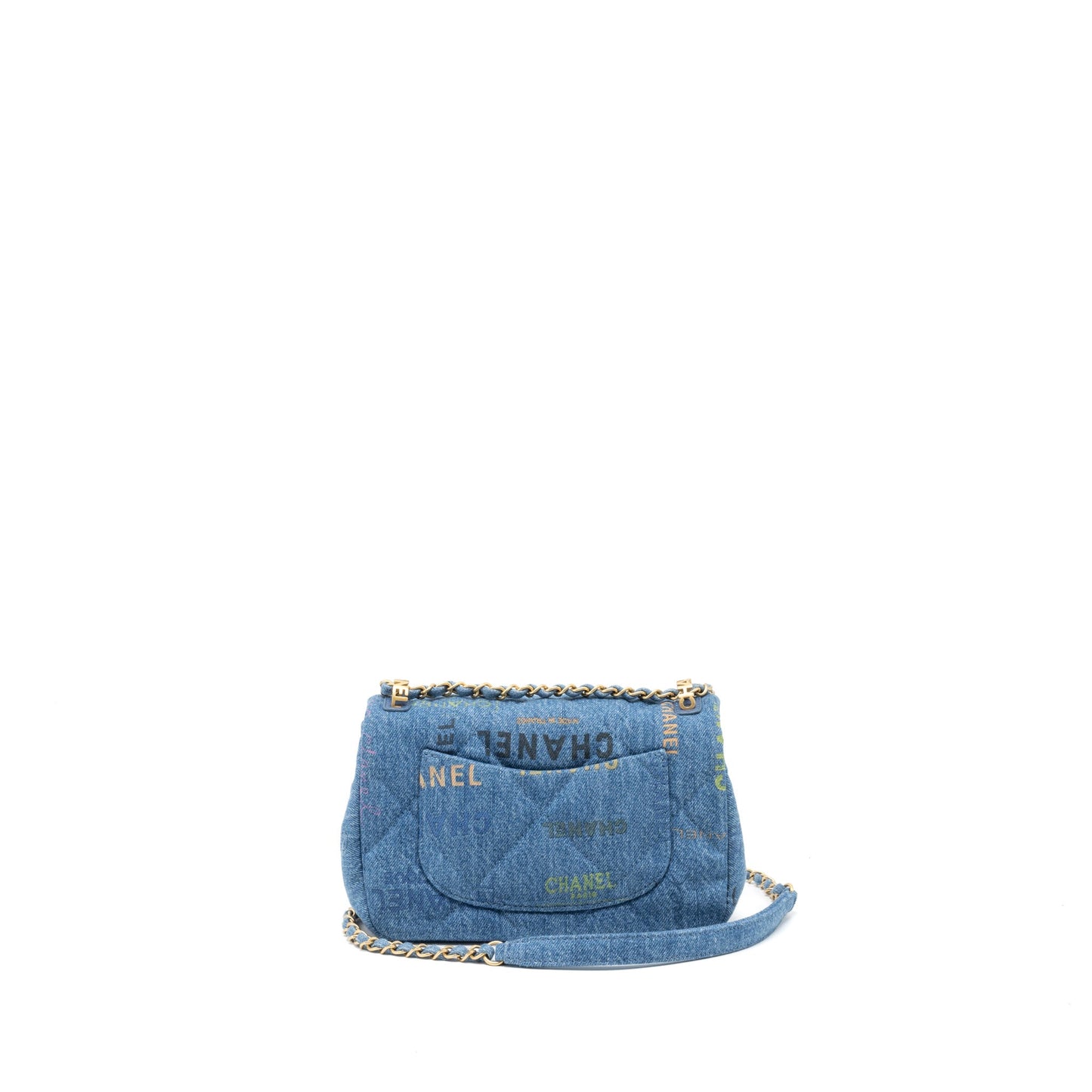 Chanel 22P Blue Denim Flap Bag Denim Blue Brushed GHW (Microchip)