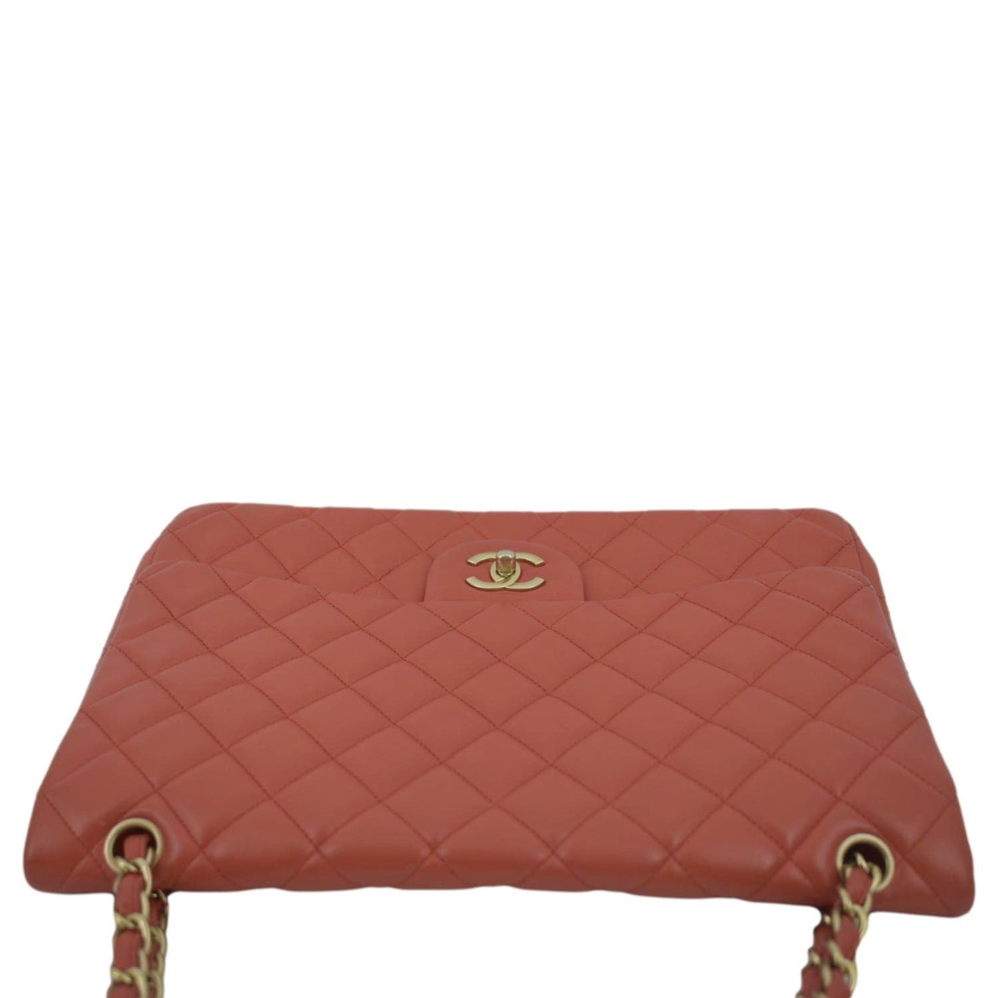 CHANEL Classic Maxi Single Flap Quilted Leather Shoulder Bag Red